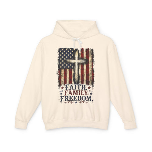 4th of July Lightweight Hooded Sweatshirt — Patriotic Independence Day Pullover