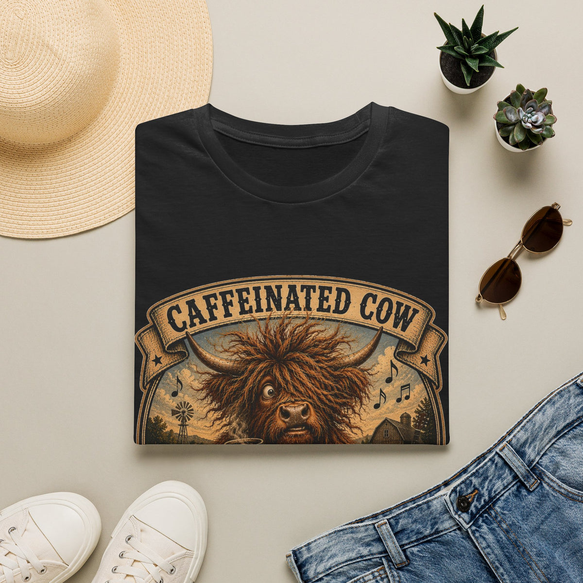 Caffeinated Cow Unisex Softstyle T-Shirt