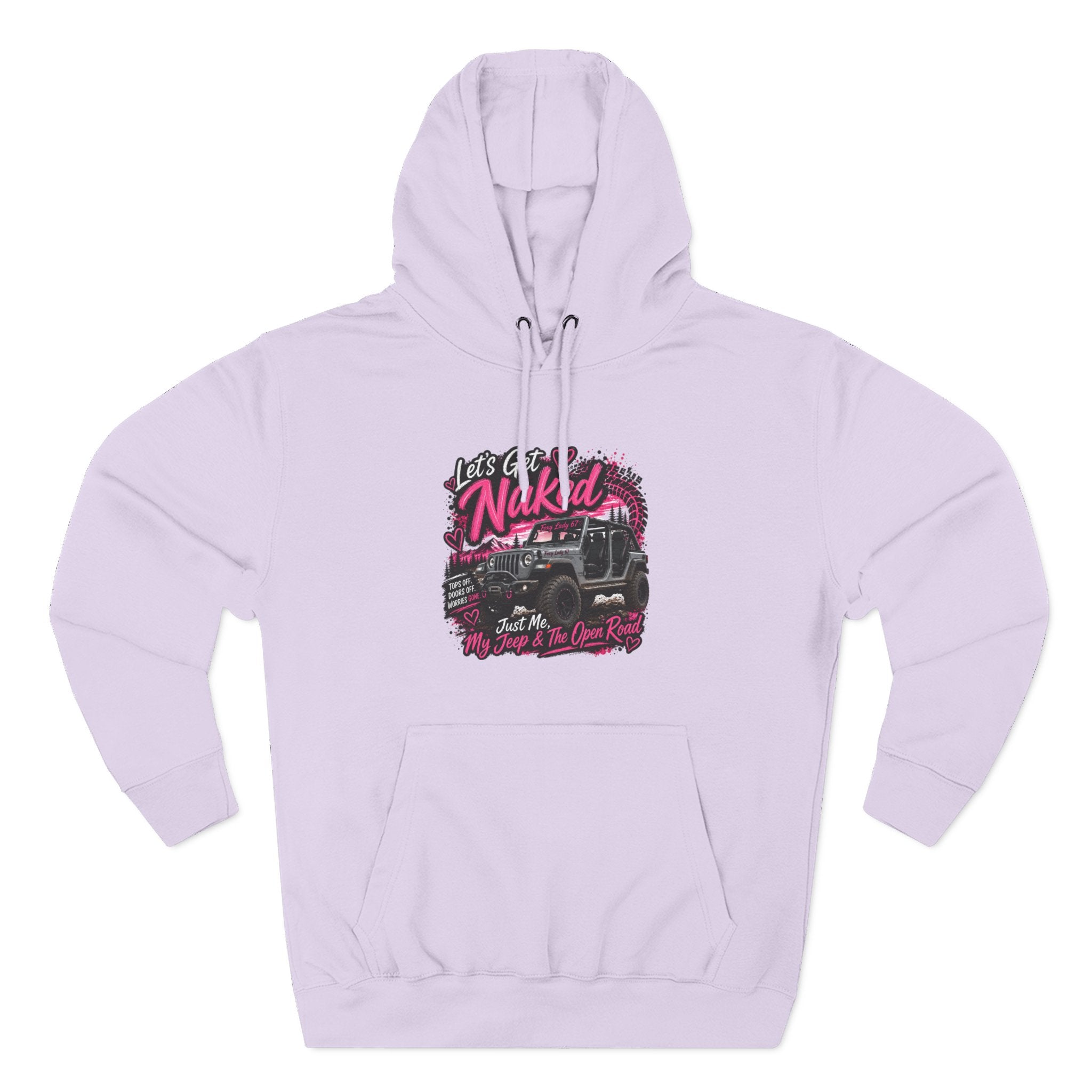Jeep 'Let's Get Naked' Graphic Hoodie — (Pink) Off-Road Adventure Pullover