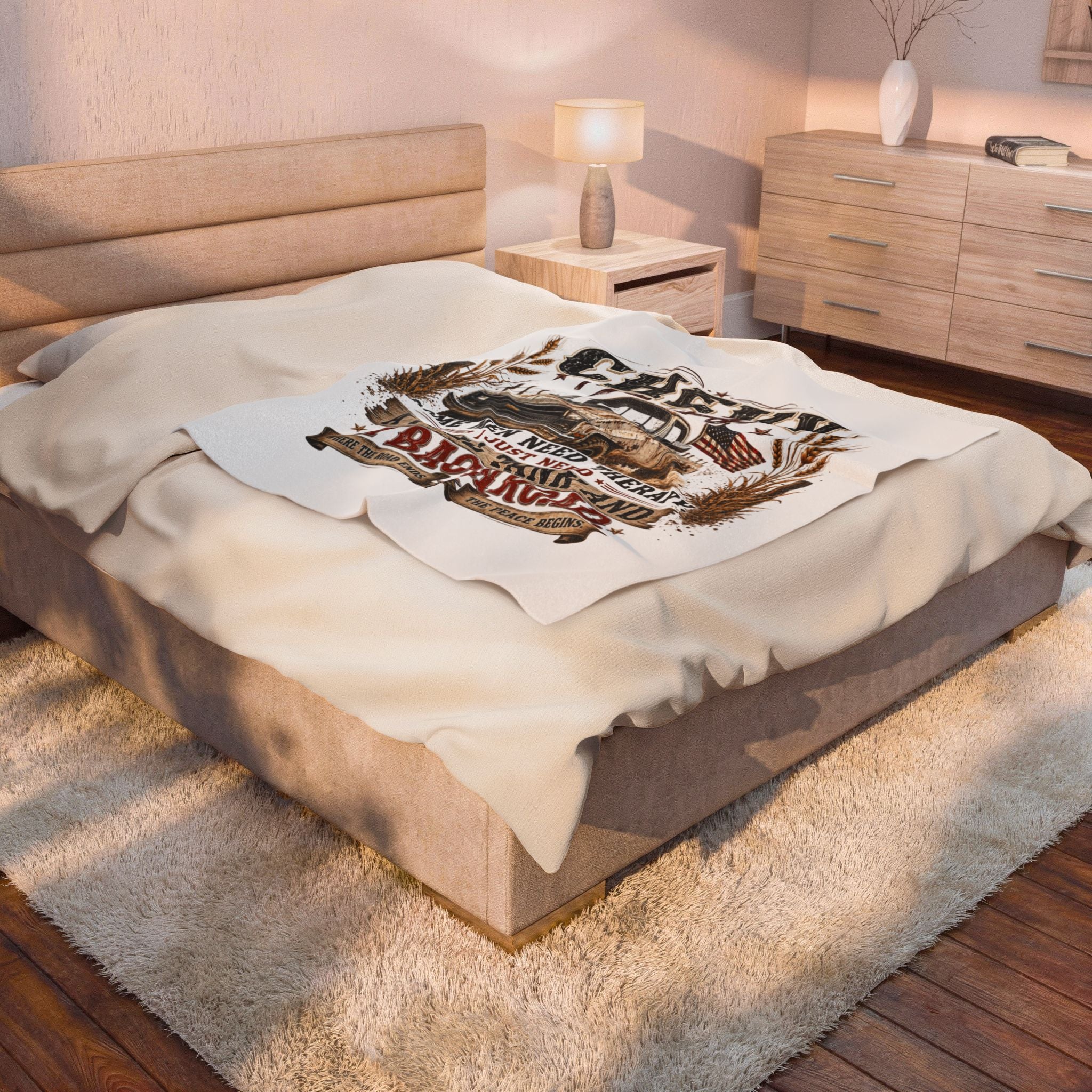'Some Men Need Therapy... A Full Tank and A Backroad' Cozy Truck Throw — Chevy Therapy Plush Blanket
