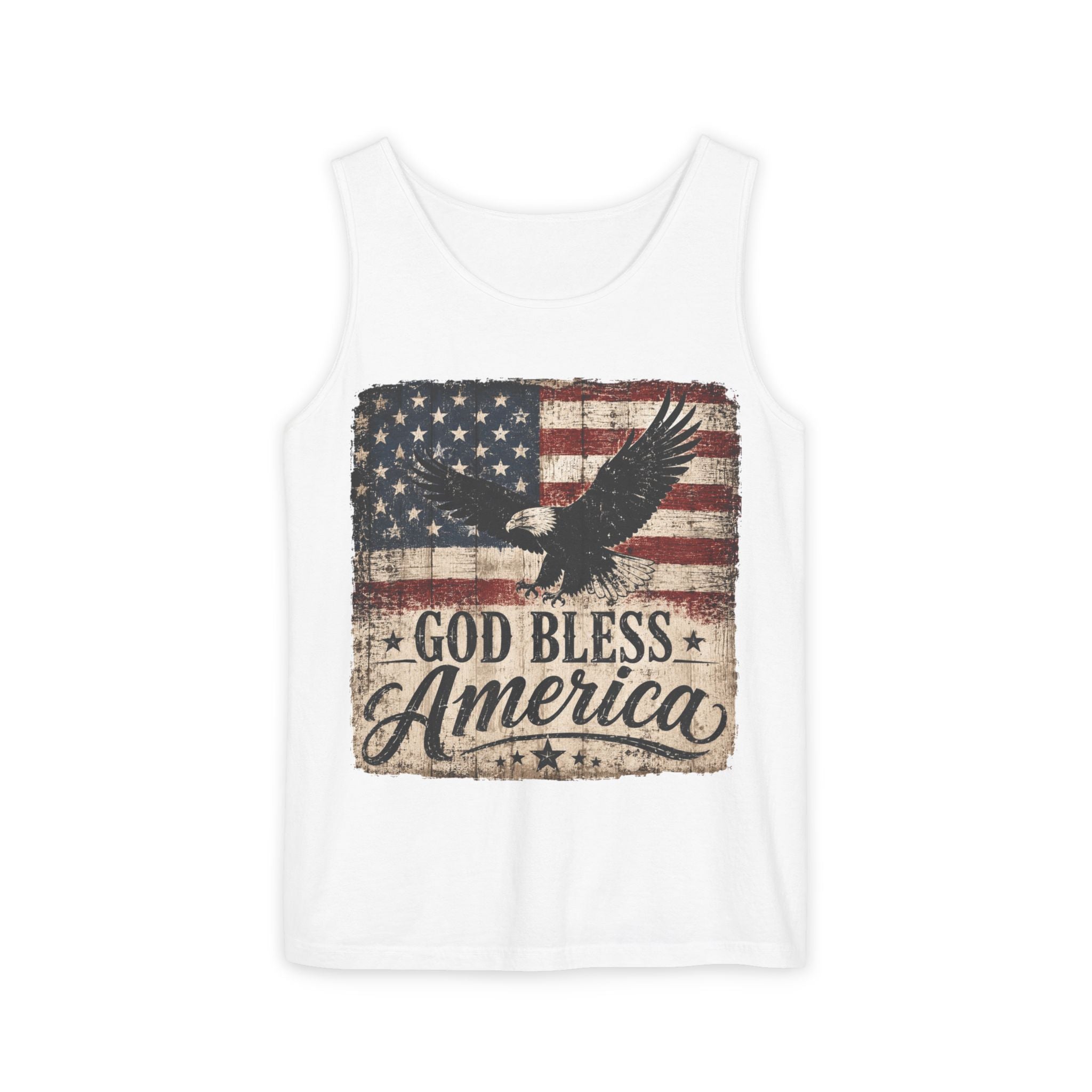 God Bless America Flag Tank Top — Patriotic Eagle USA Sleeveless Shirt