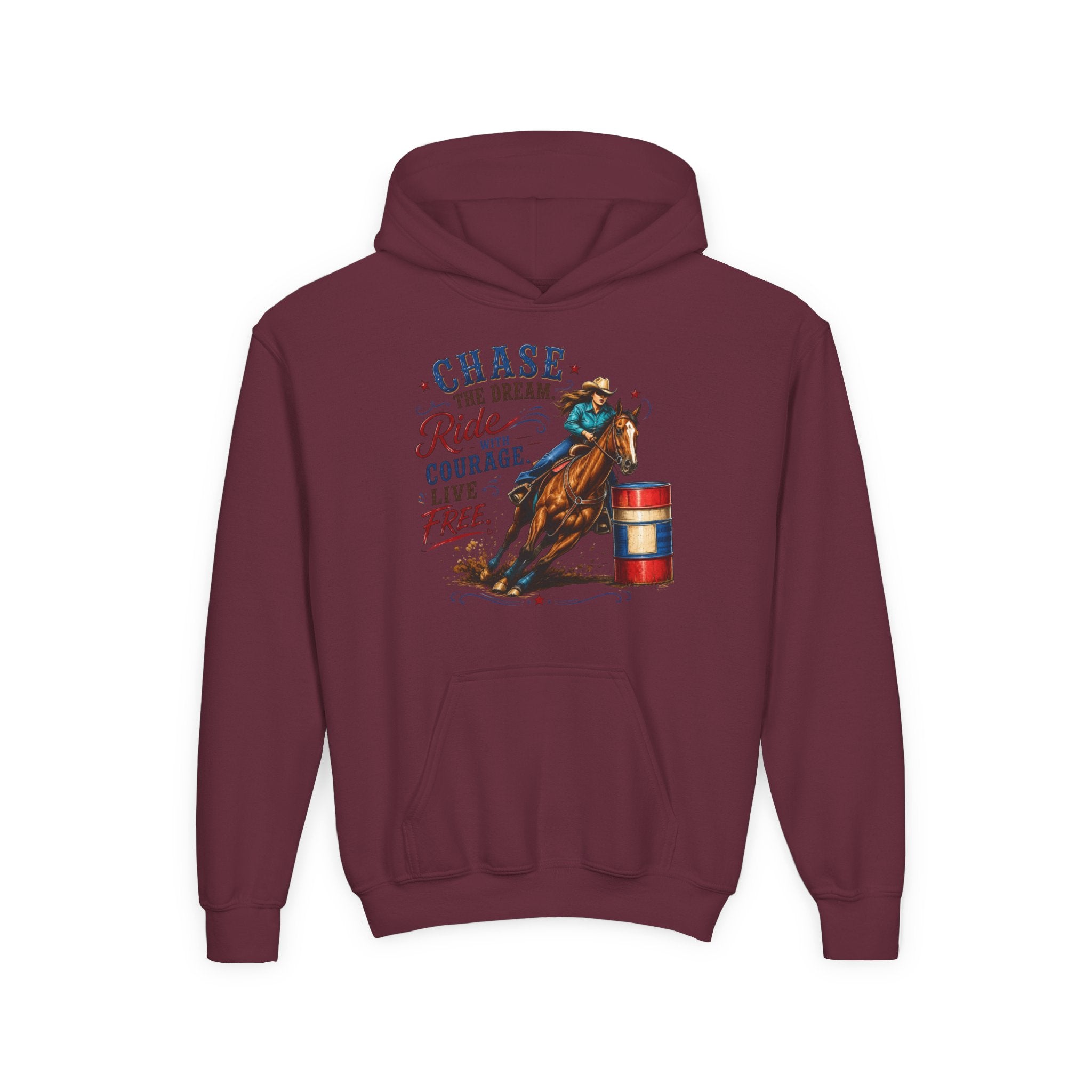 Chase the Dream with Courage Youth Heavy Blend Hooded Sweatshirt