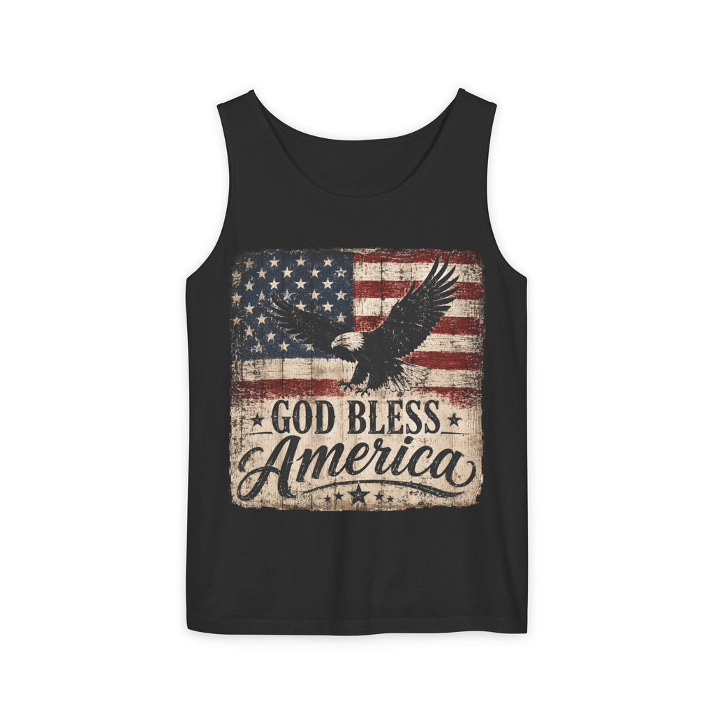 God Bless America Flag Tank Top — Patriotic Eagle USA Sleeveless Shirt