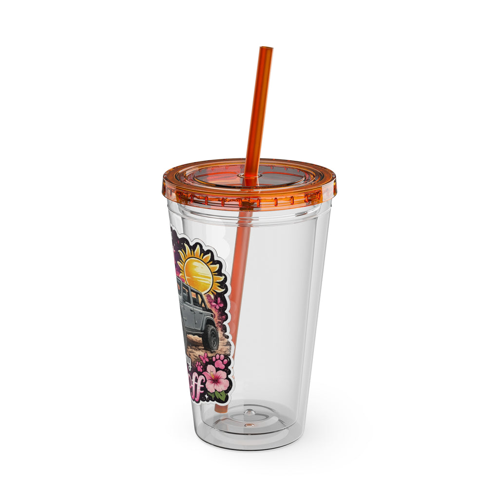 When It Gets Hot Out, I Take My Tops Off - Sunsplash Tumbler with Straw, 16oz