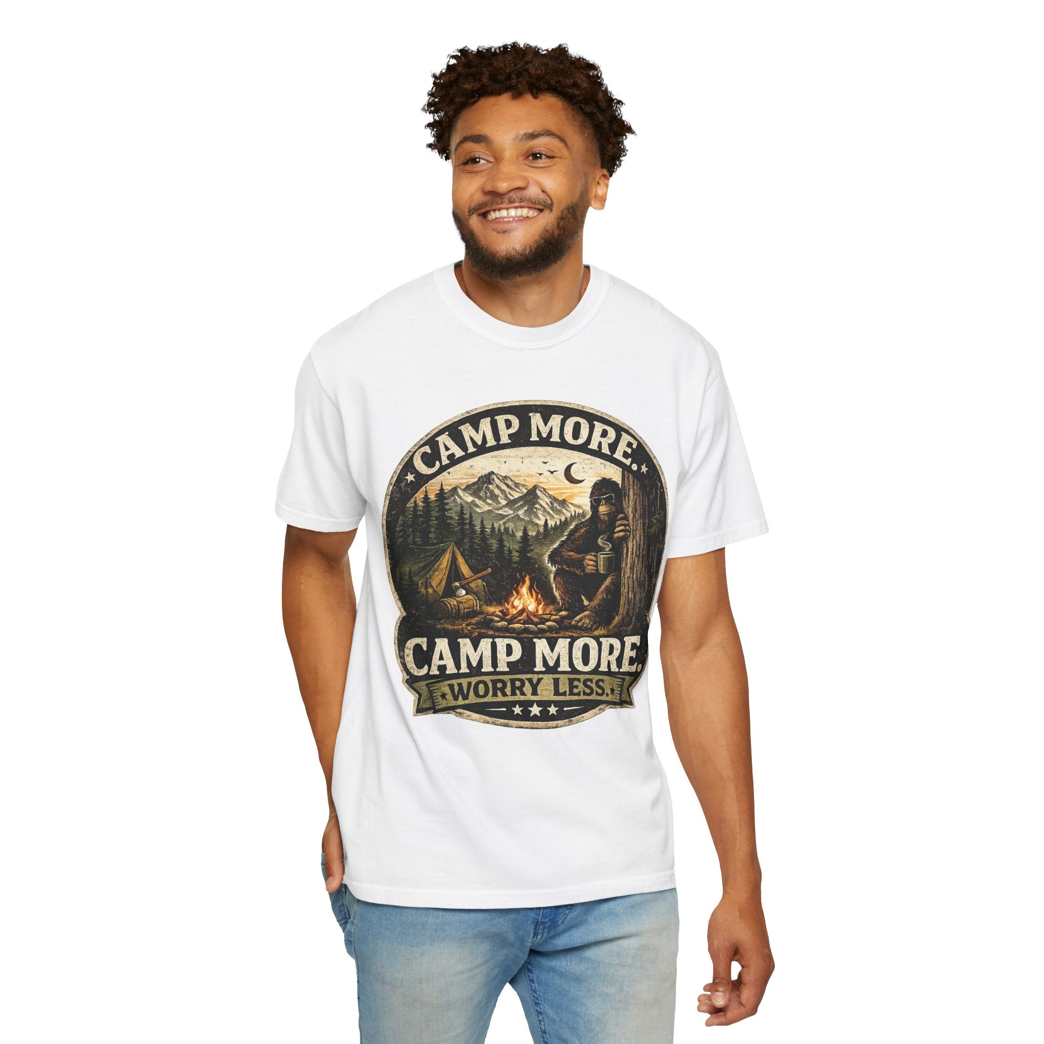 Camp More Worry Less Bigfoot T-shirt