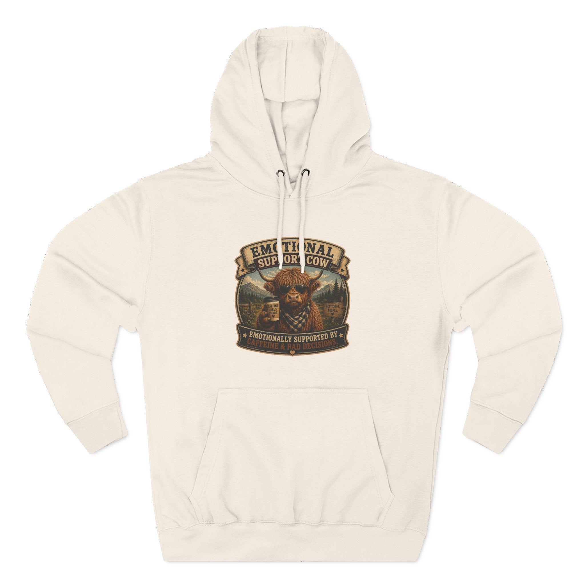 Socially Awkward Highland Cow - Three-Panel Fleece Hoodie