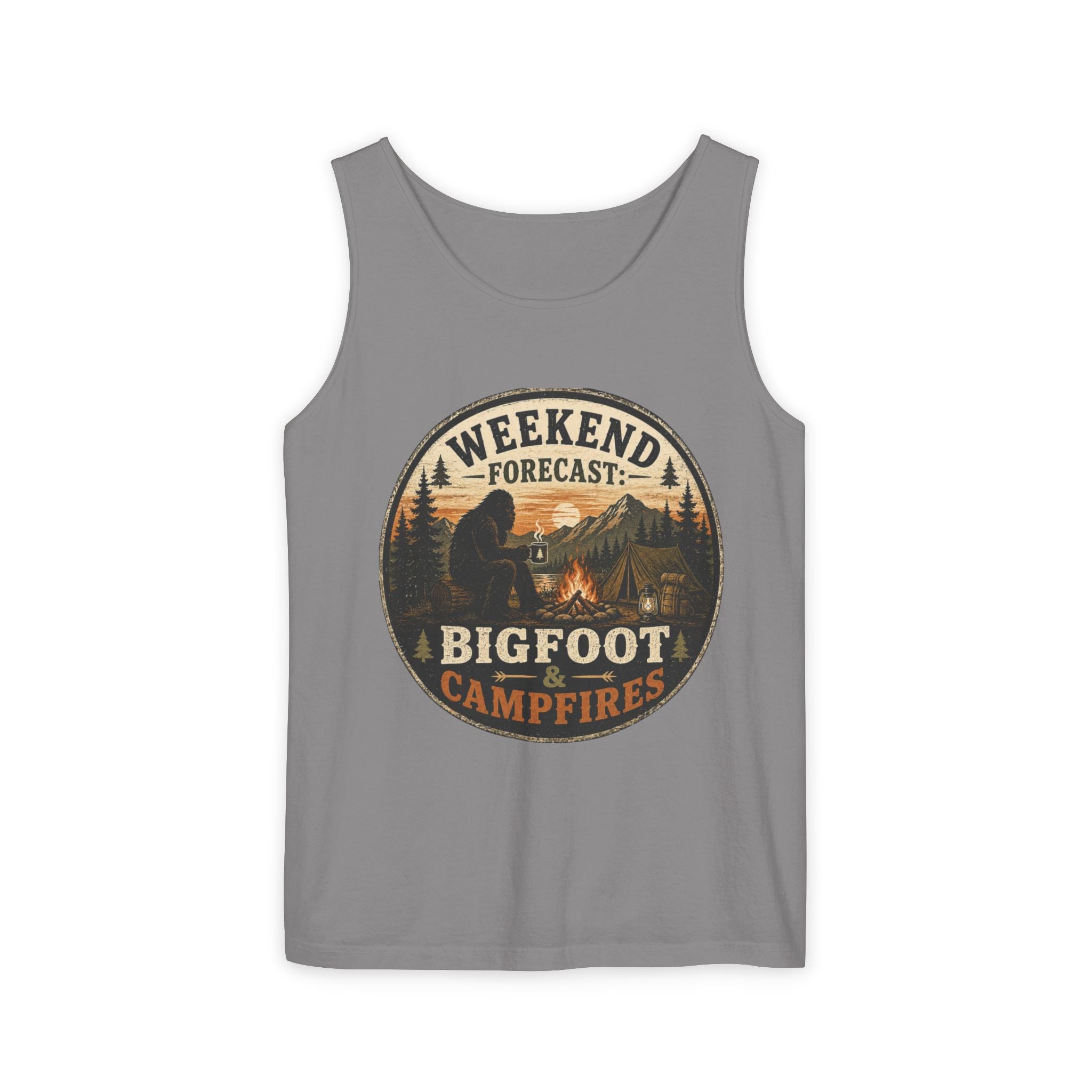 Weekend Forecast Bigfoot & Campfires Tank Top