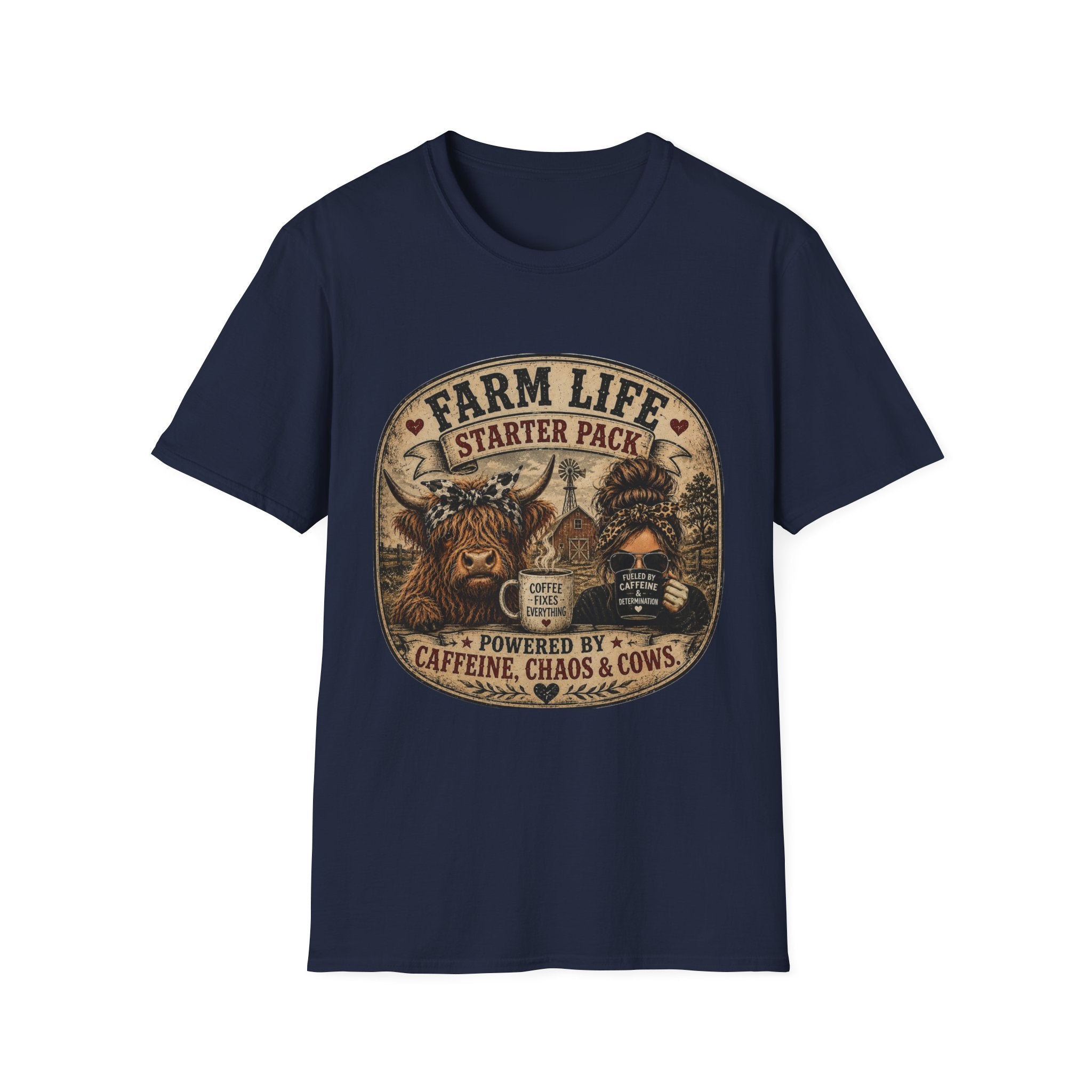 Farm Life Highland Cow Unisex Softstyle T-Shirt