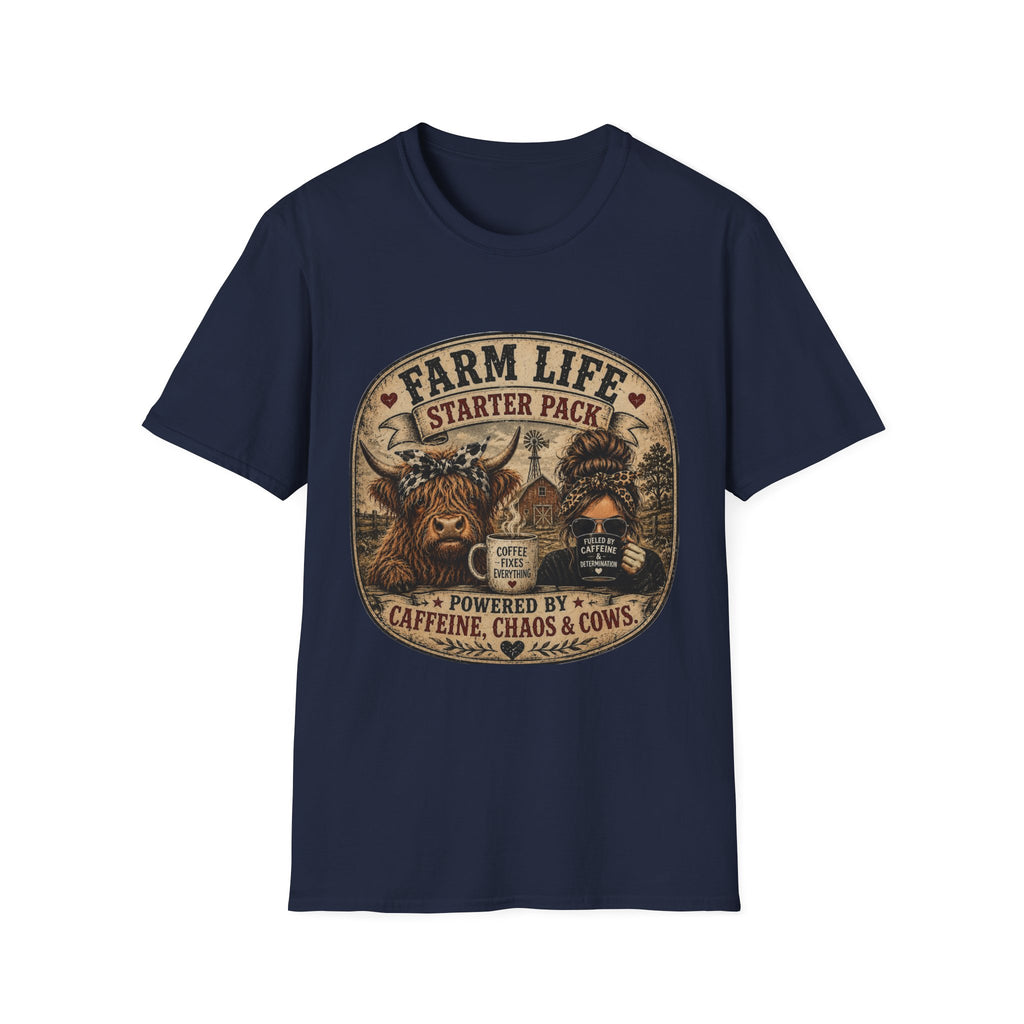 Farm Life Highland Cow Unisex Softstyle T-Shirt