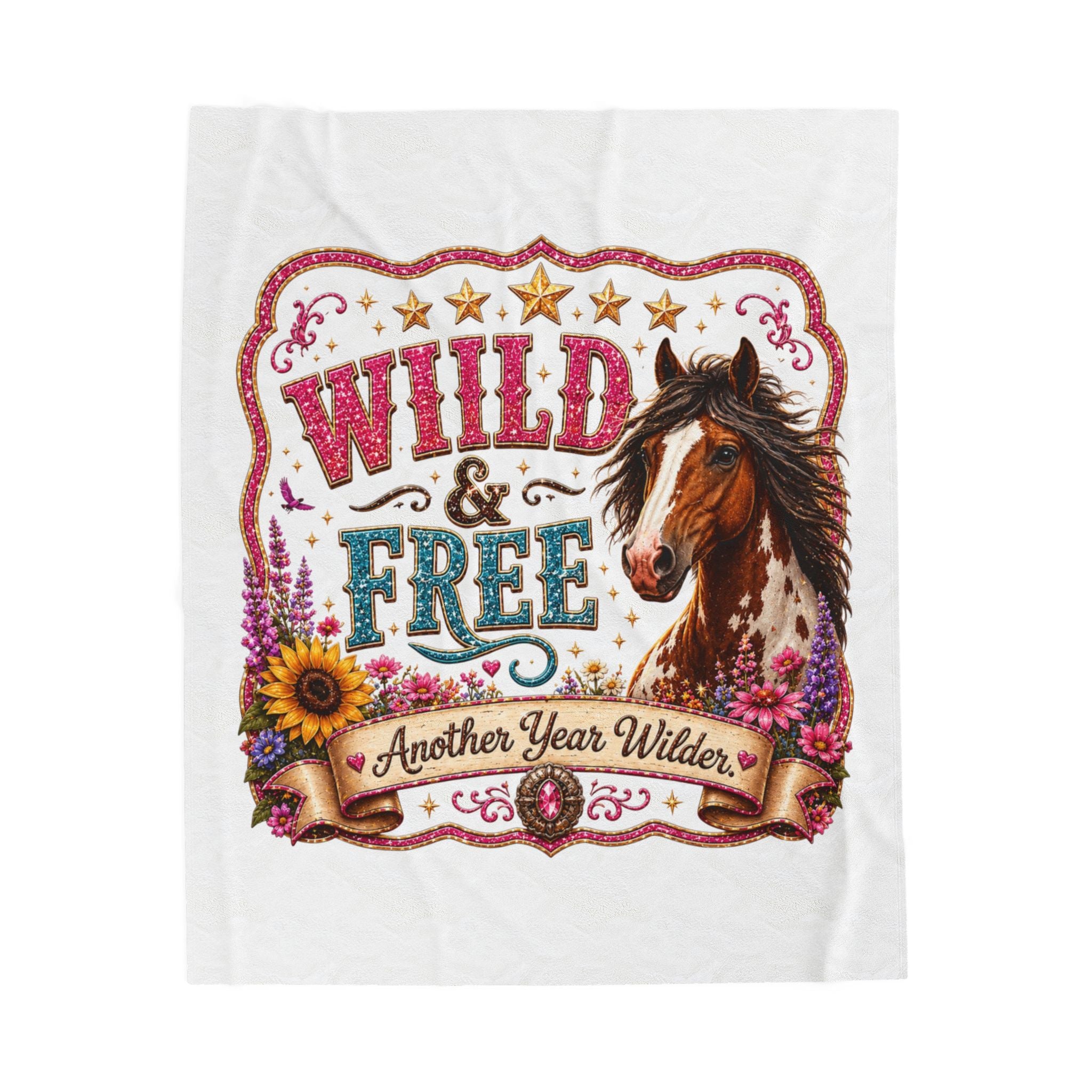 Wild & Free Horse - Velveteen Plush Blanket