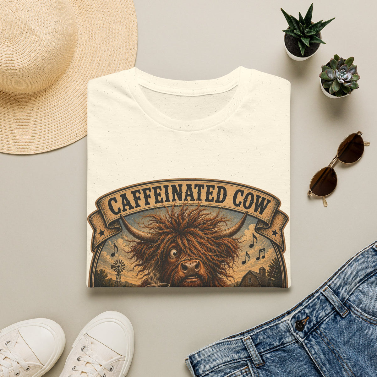 Caffeinated Cow Unisex Softstyle T-Shirt
