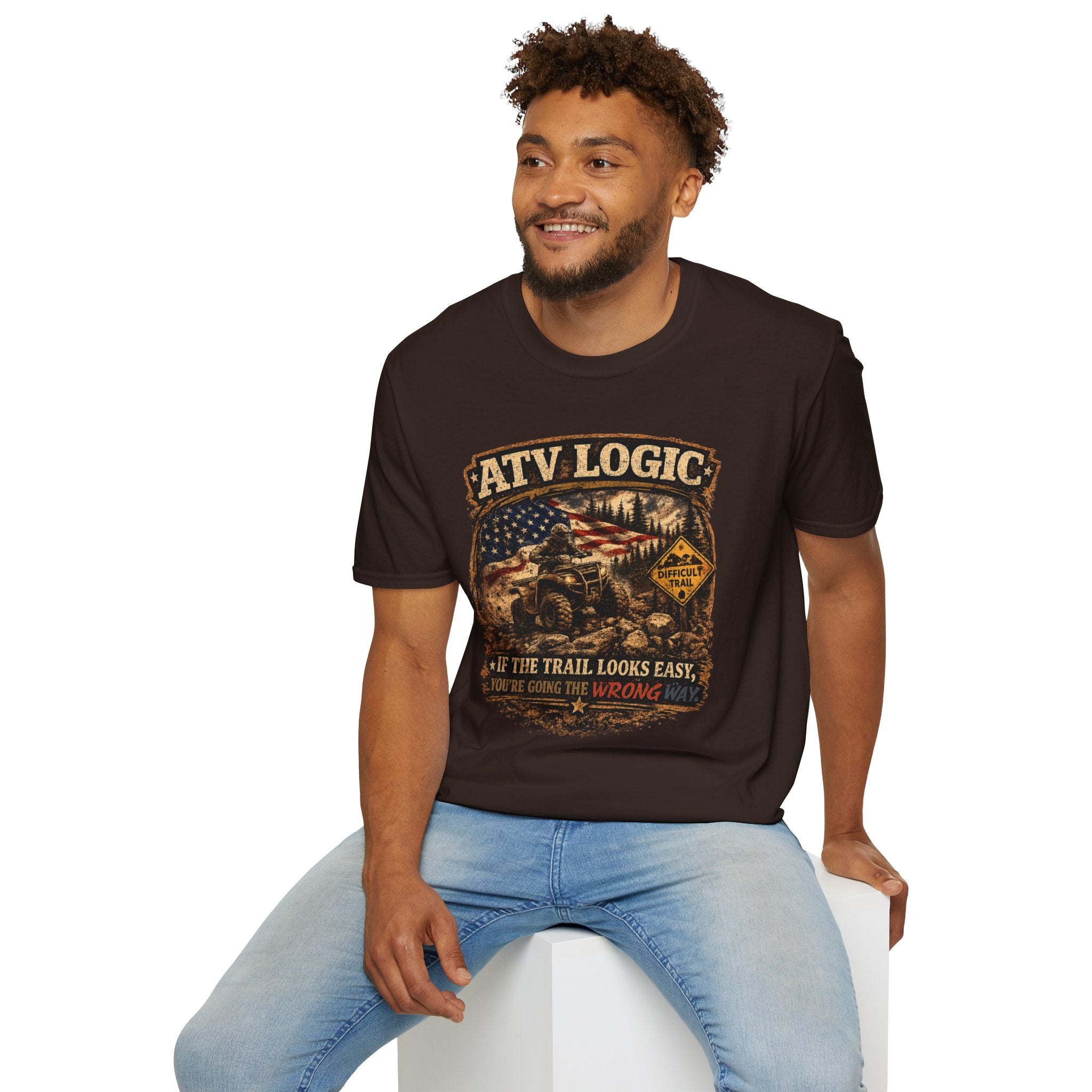 ATV Logic T‑Shirt — American Flag Off‑Road ATV Graphic Tee