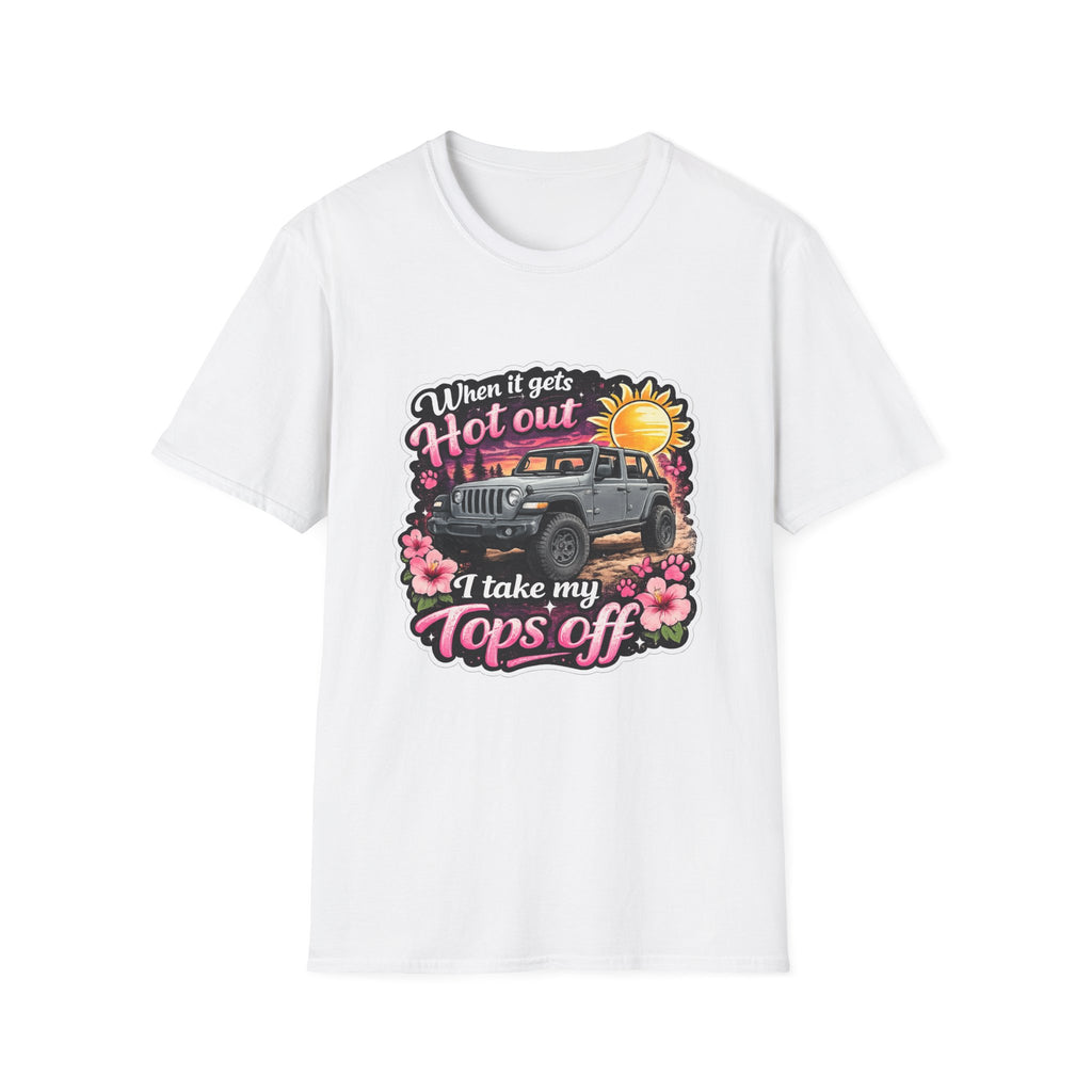 When It Gets Hot Out Jeep (Pink) Unisex Softstyle T-Shirt