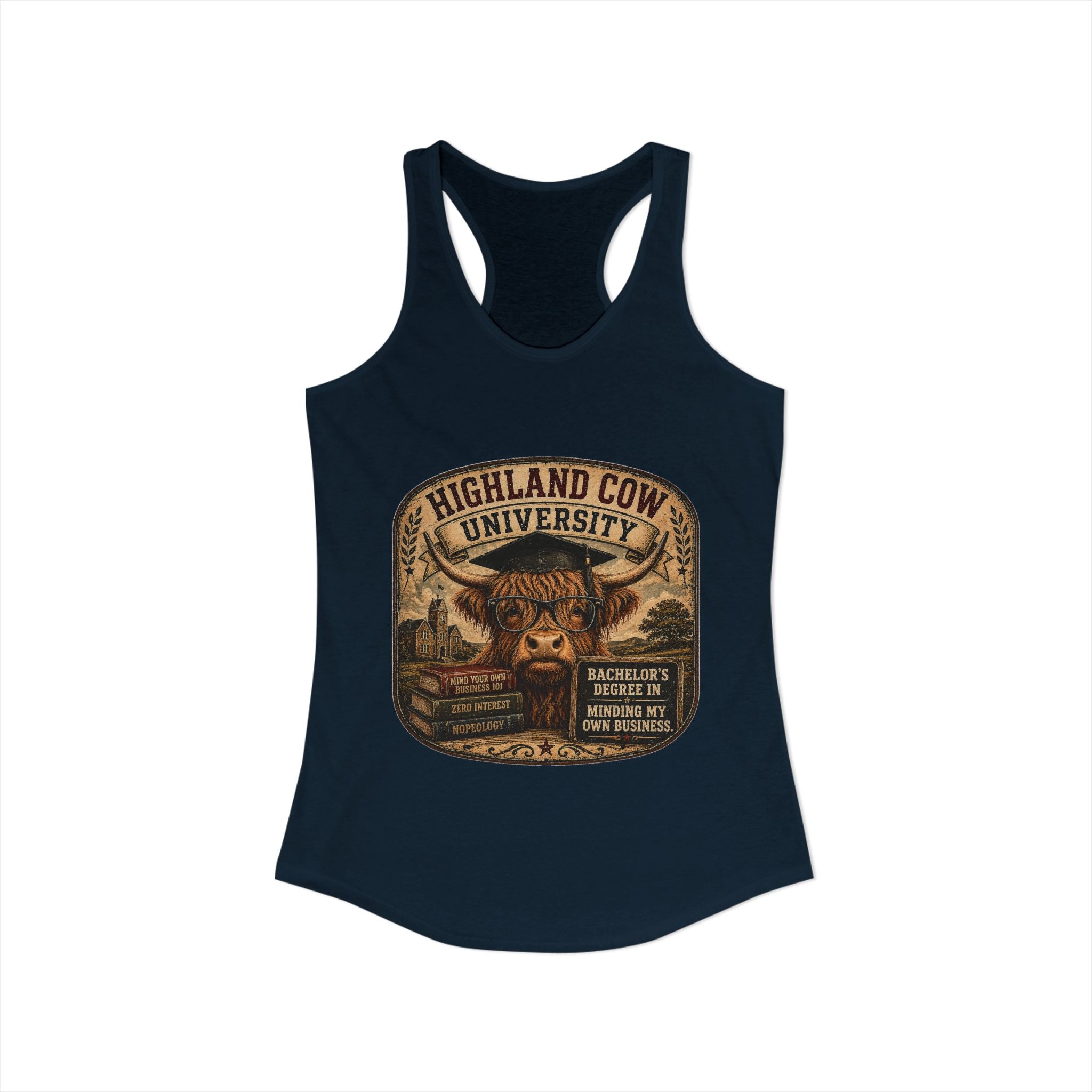Highland Cow University Women's Ideal Racerback Tank