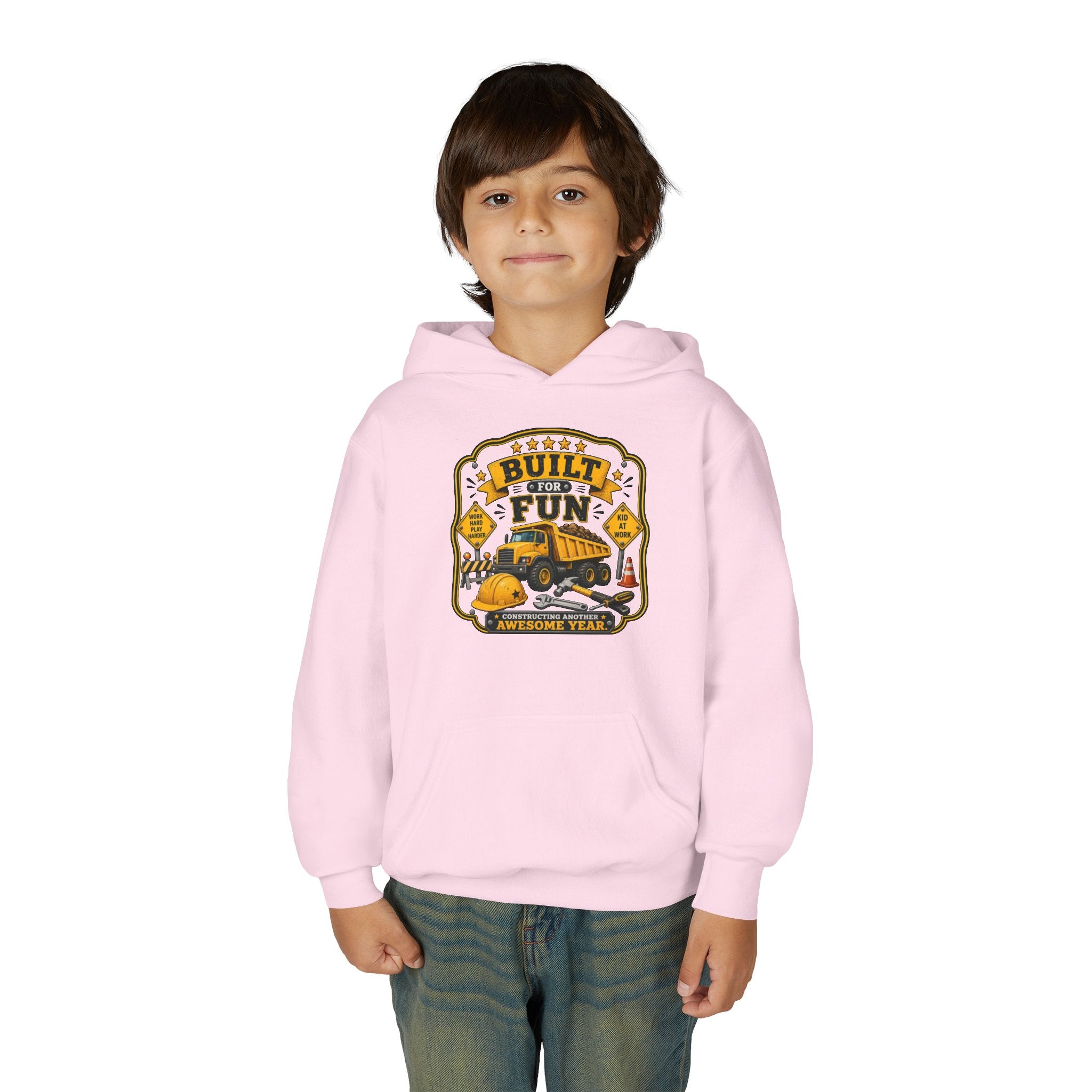 "Built for Fun" Construction Truck Pullover - Youth Hoodie