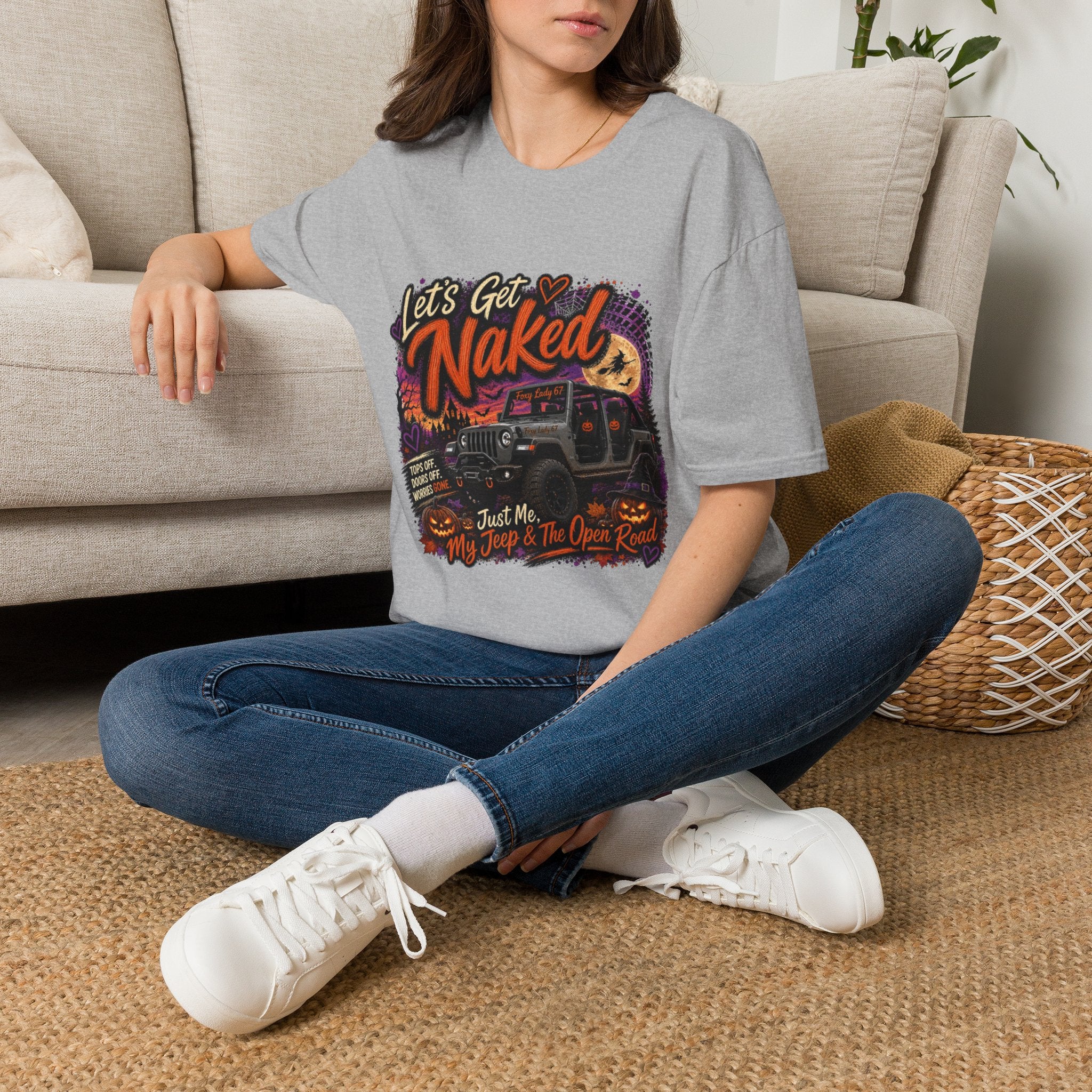 Let's Get Naked T-Shirt — Retro Halloween Camper Graphic Tee