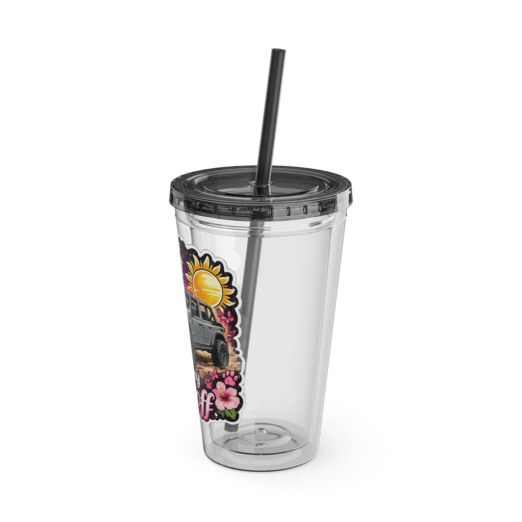 When It Gets Hot Out, I Take My Tops Off - Sunsplash Tumbler with Straw, 16oz