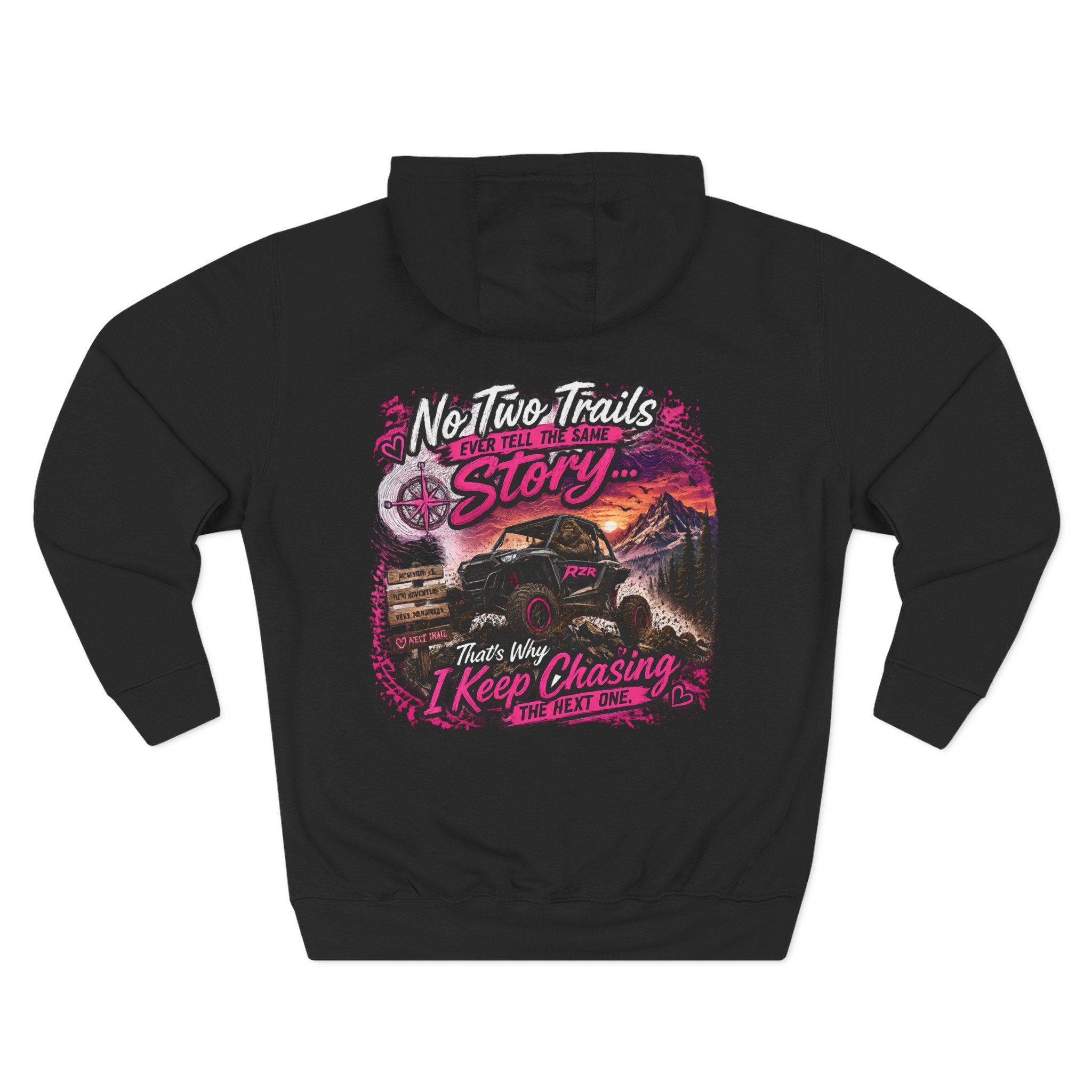 Adventure Off-Road Hoodie — "No Two Trails Ever Tell the Same Story" Graphic