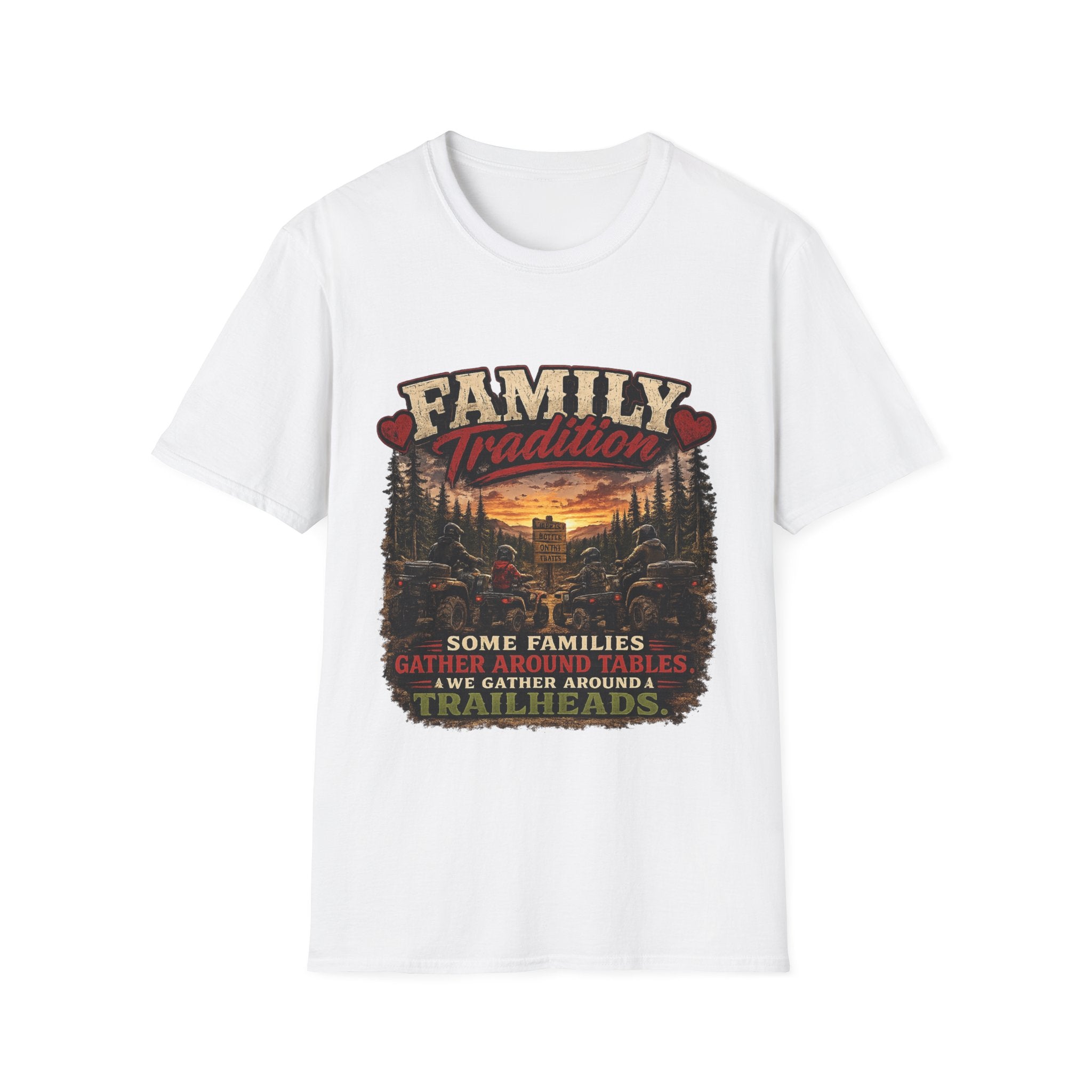 Family Tradition T-Shirt — 'Some Families We Gather Around A Table, We Gather Around A Trailhead' Outdoor Camping Tee