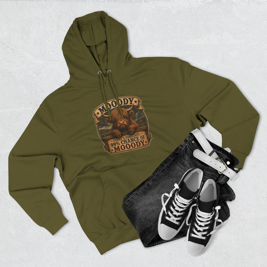 Moody Today's Forecast Highland Cow Three-Panel Fleece Hoodie