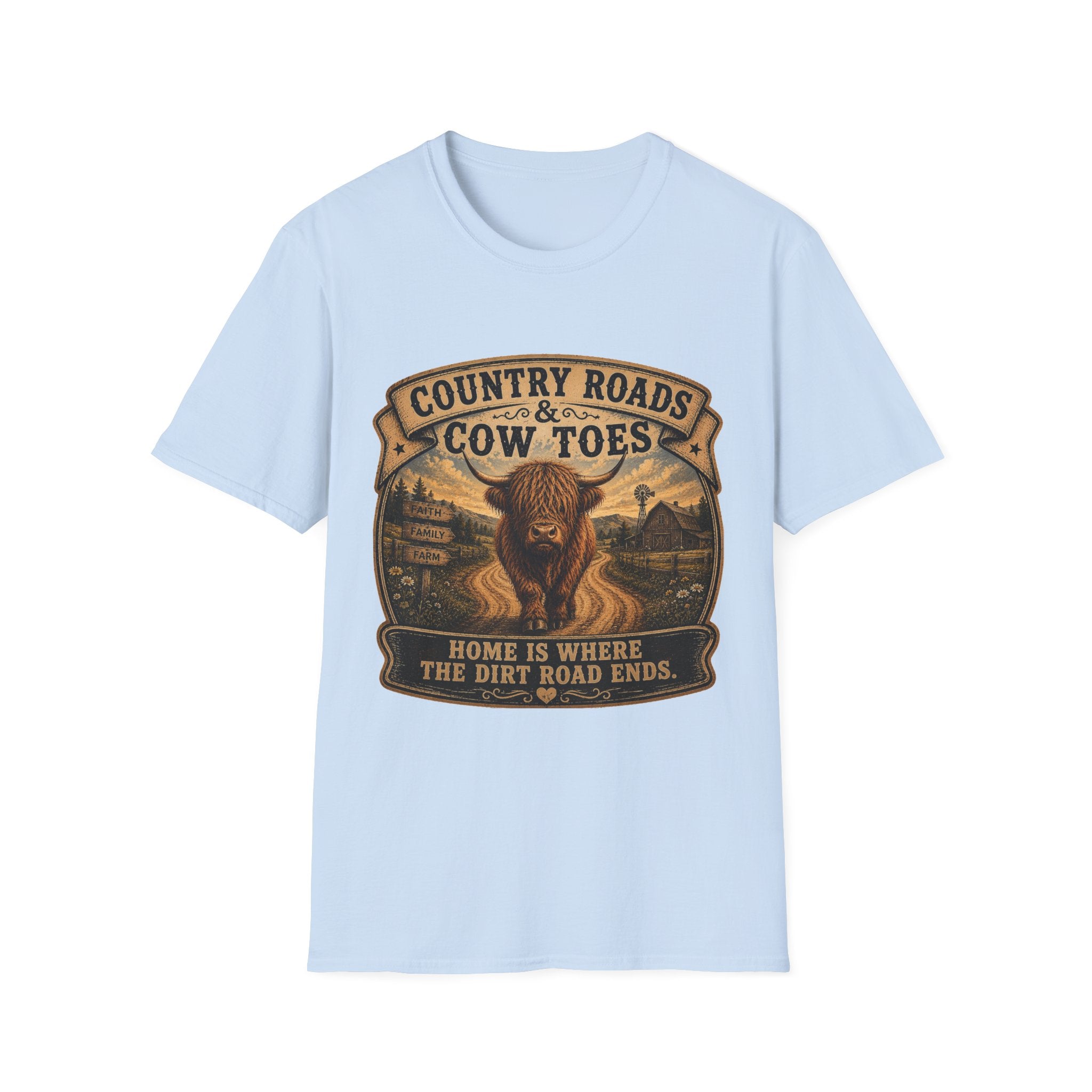 Country Roads Cow Toes Unisex Softstyle T-Shirt