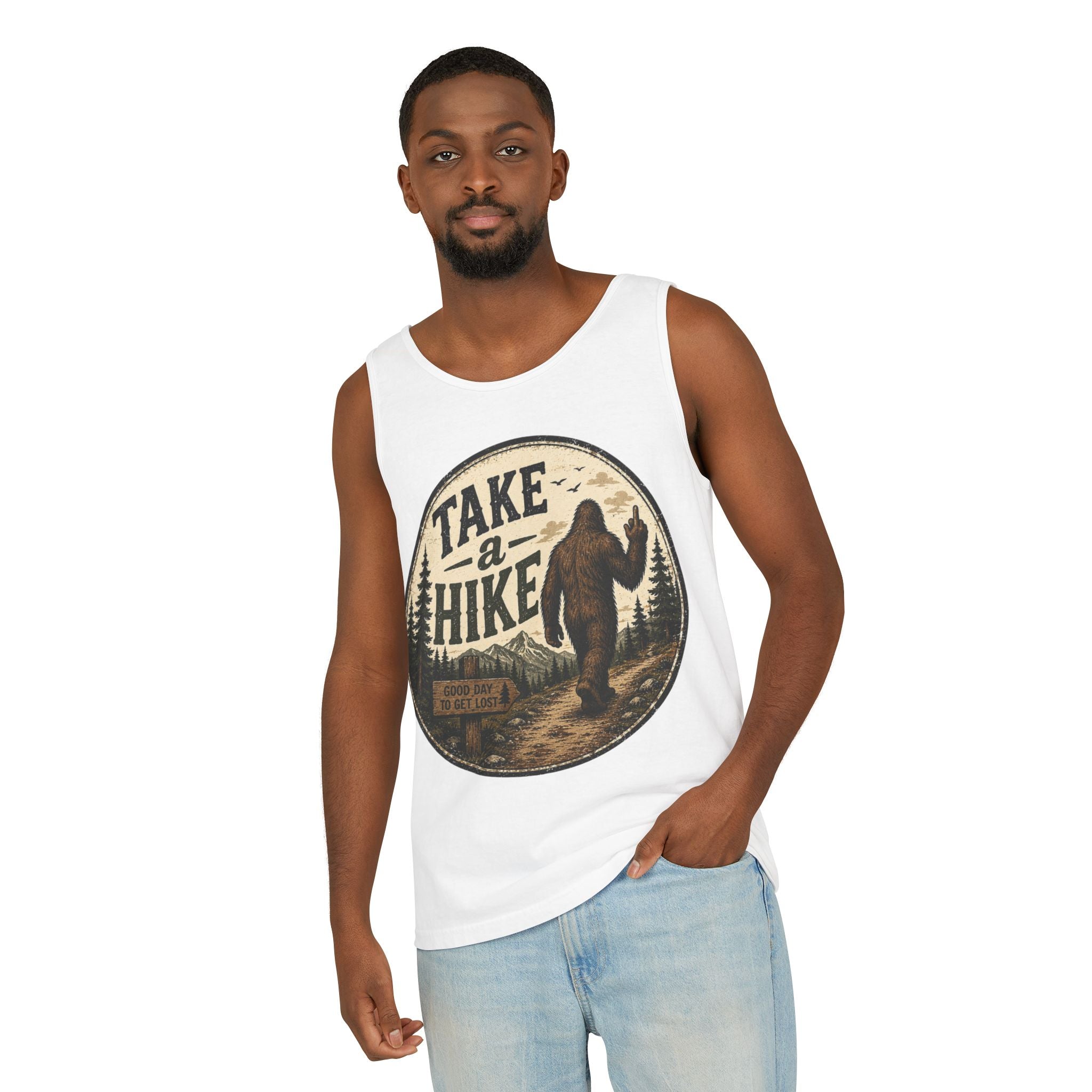Take a Hike Tank Top — Vintage Bigfoot Hiking Graphic Tank