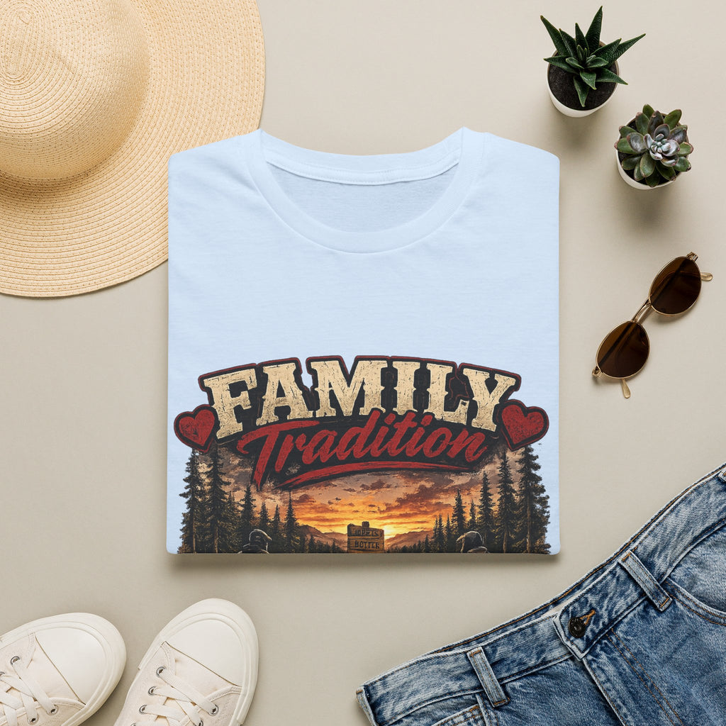 Family Tradition T-Shirt — 'Some Families We Gather Around A Table, We Gather Around A Trailhead' Outdoor Camping Tee