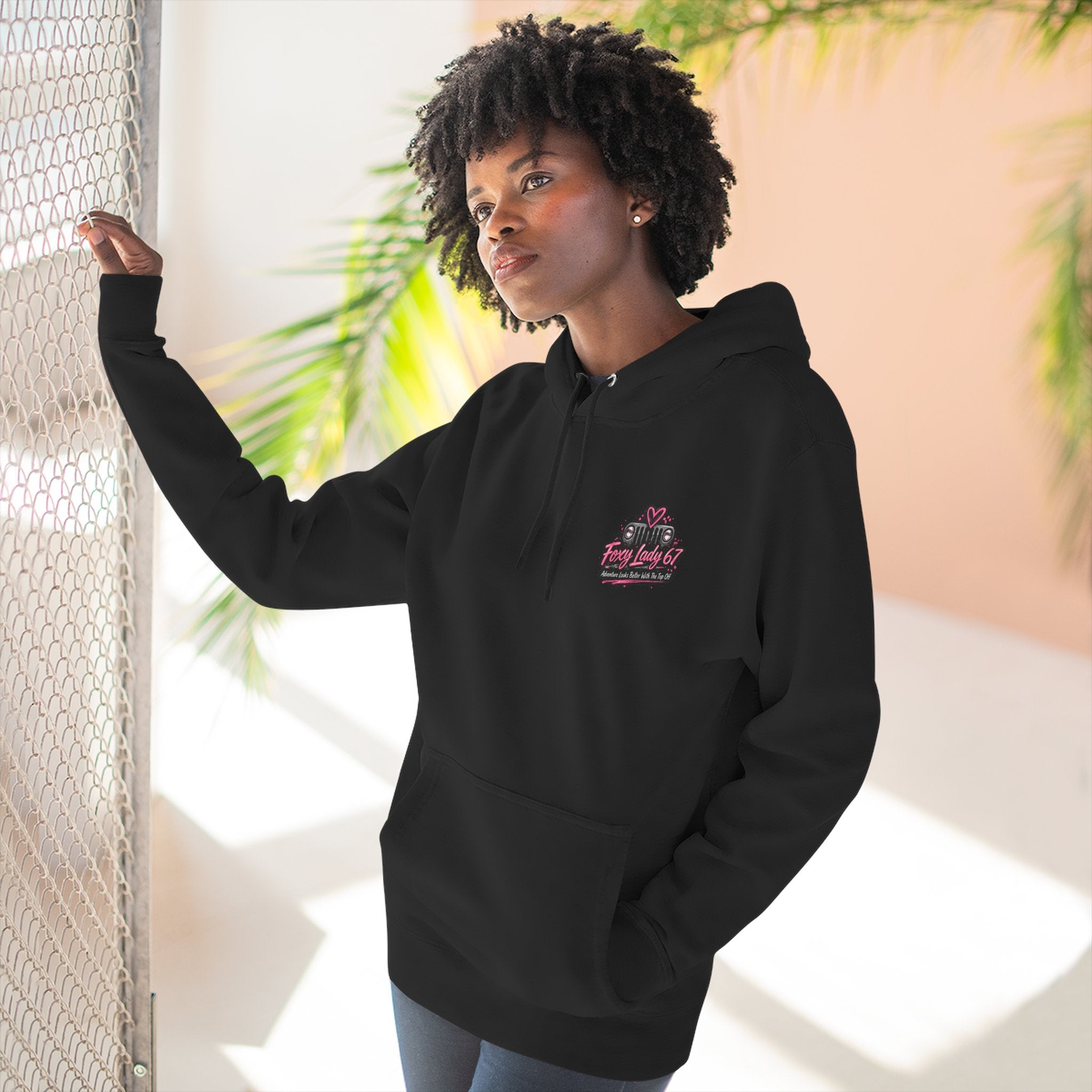 Let's Get Naked Jeep (design on front and back) Three-Panel Fleece Hoodie