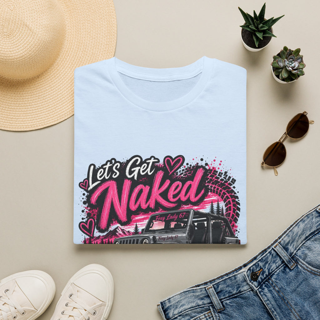 Jeep 'Let's Get Naked' Graphic T-Shirt — (Pink) Funny Off-Roading Top