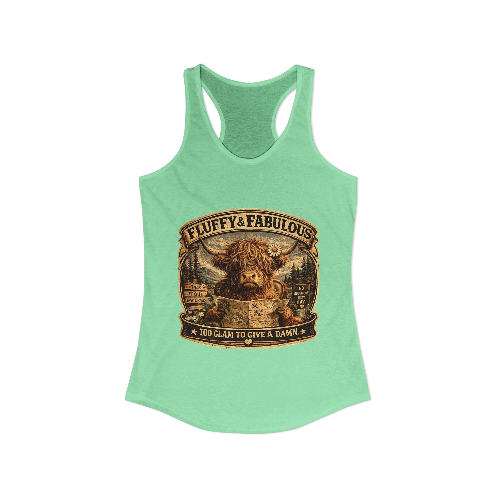 Fluffy & Fabulous Highland Cow Women's Ideal Racerback Tank