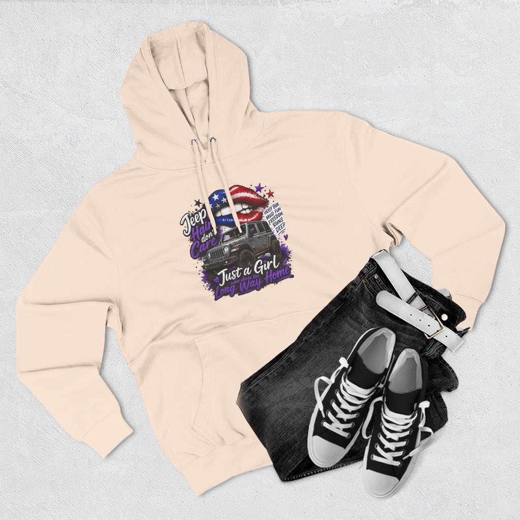 Patriotic 'Jeep Ain't Just a Girl Thing' – Graphic Fleece Pullover Jeep Driver Hoodie