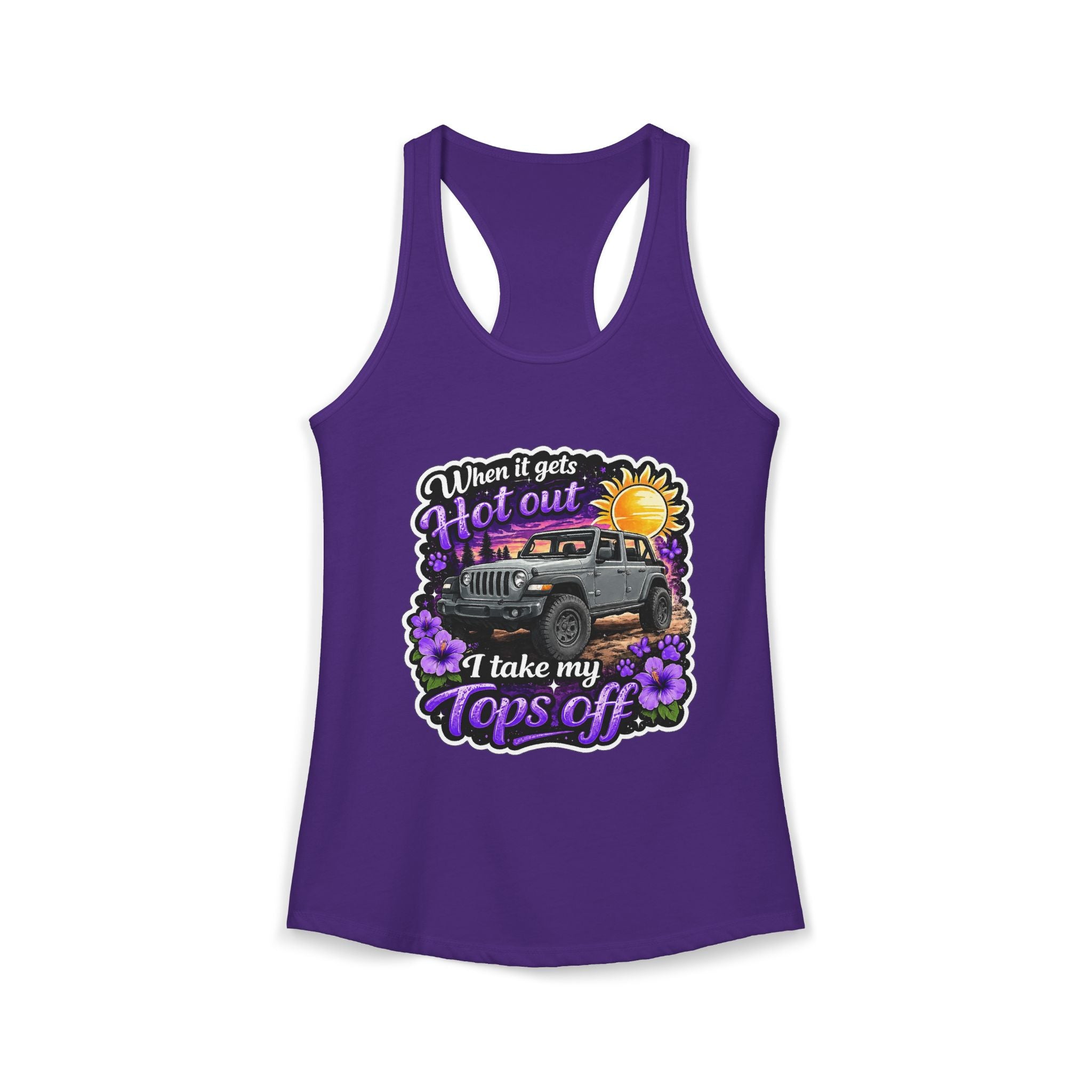 When It Gets Hot I Take My Tops Off (Purple) Women's Ideal Racerback Tank