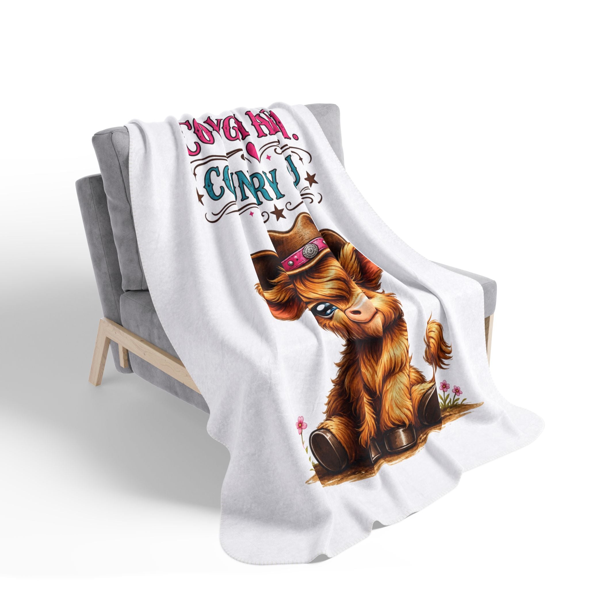 Country Girl Heart. Country Soul Highland Cow Fleece Sherpa Blanket
