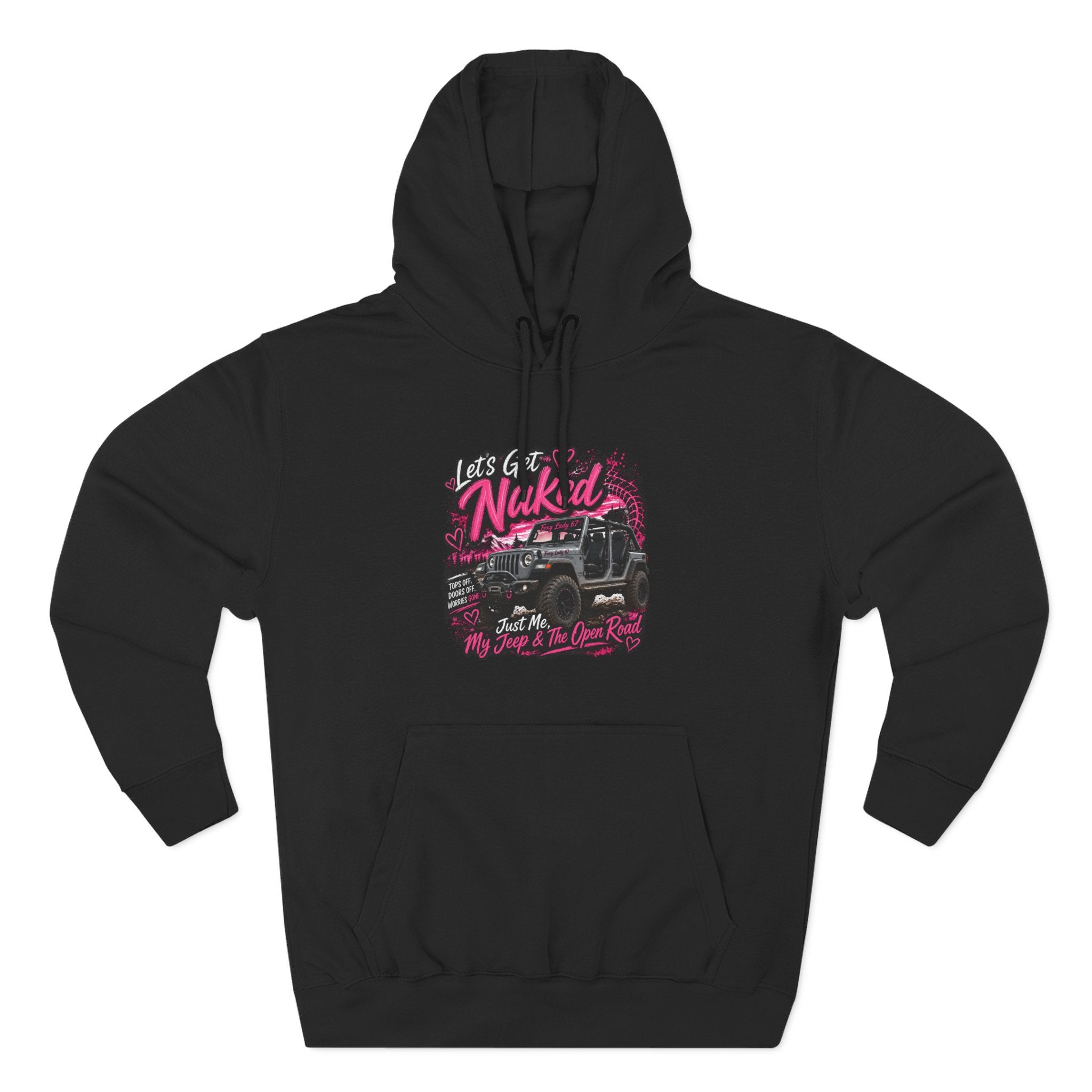 Jeep 'Let's Get Naked' Graphic Hoodie — (Pink) Off-Road Adventure Pullover