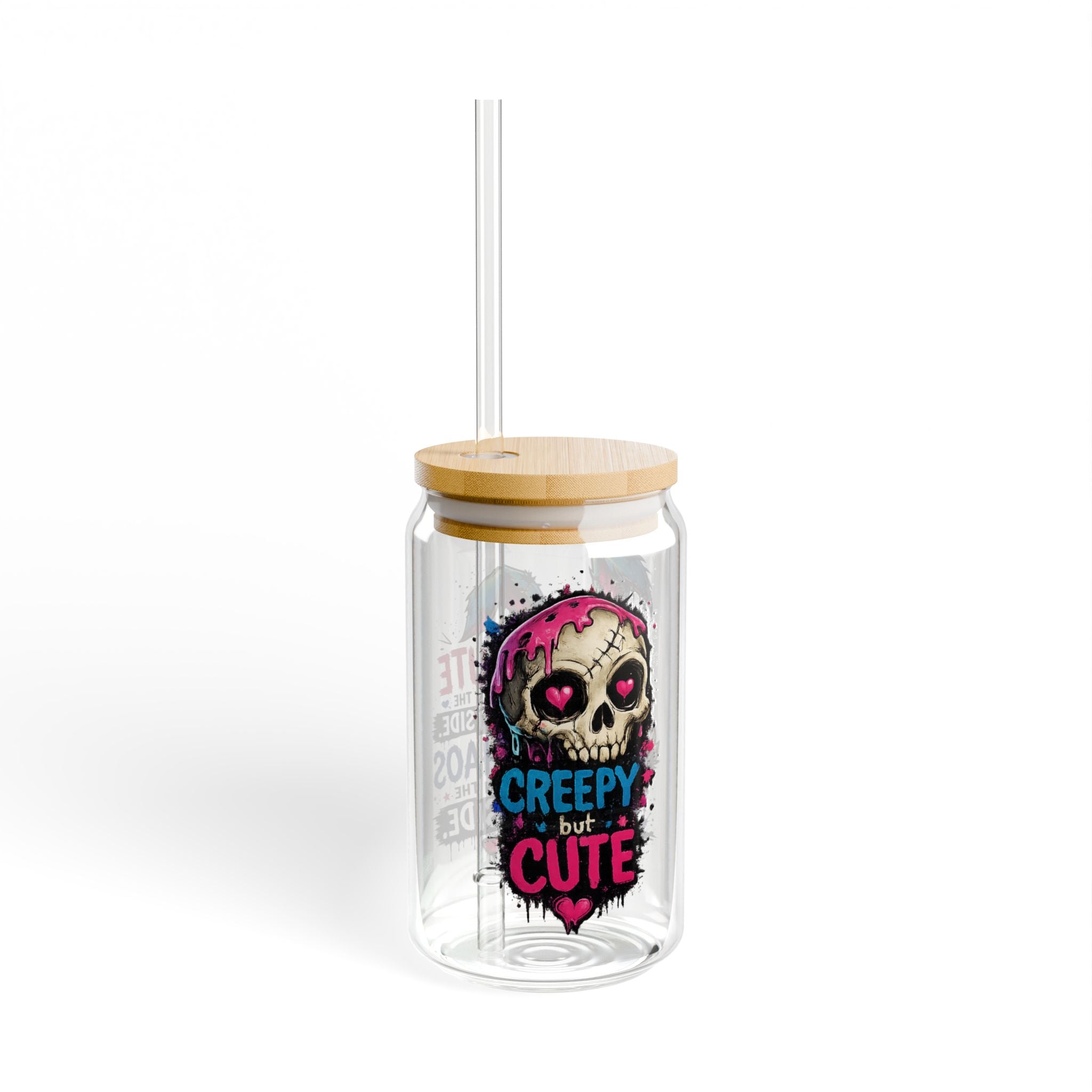 Cute on the Outside, Chaos on the Inside 16oz — Straw Glass Cup