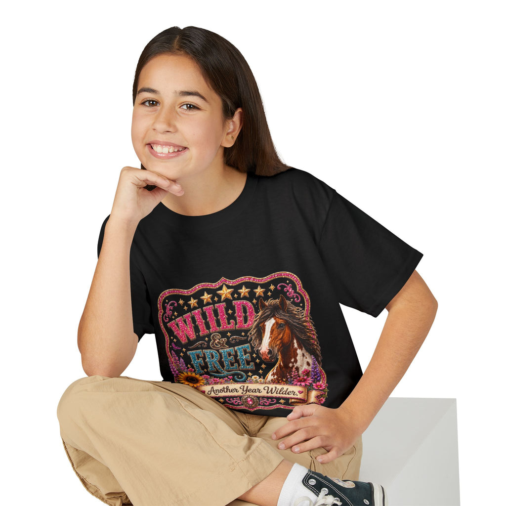 "Another Year Wilder" Horse Graphic — Wild & Free Youth T‑Shirt