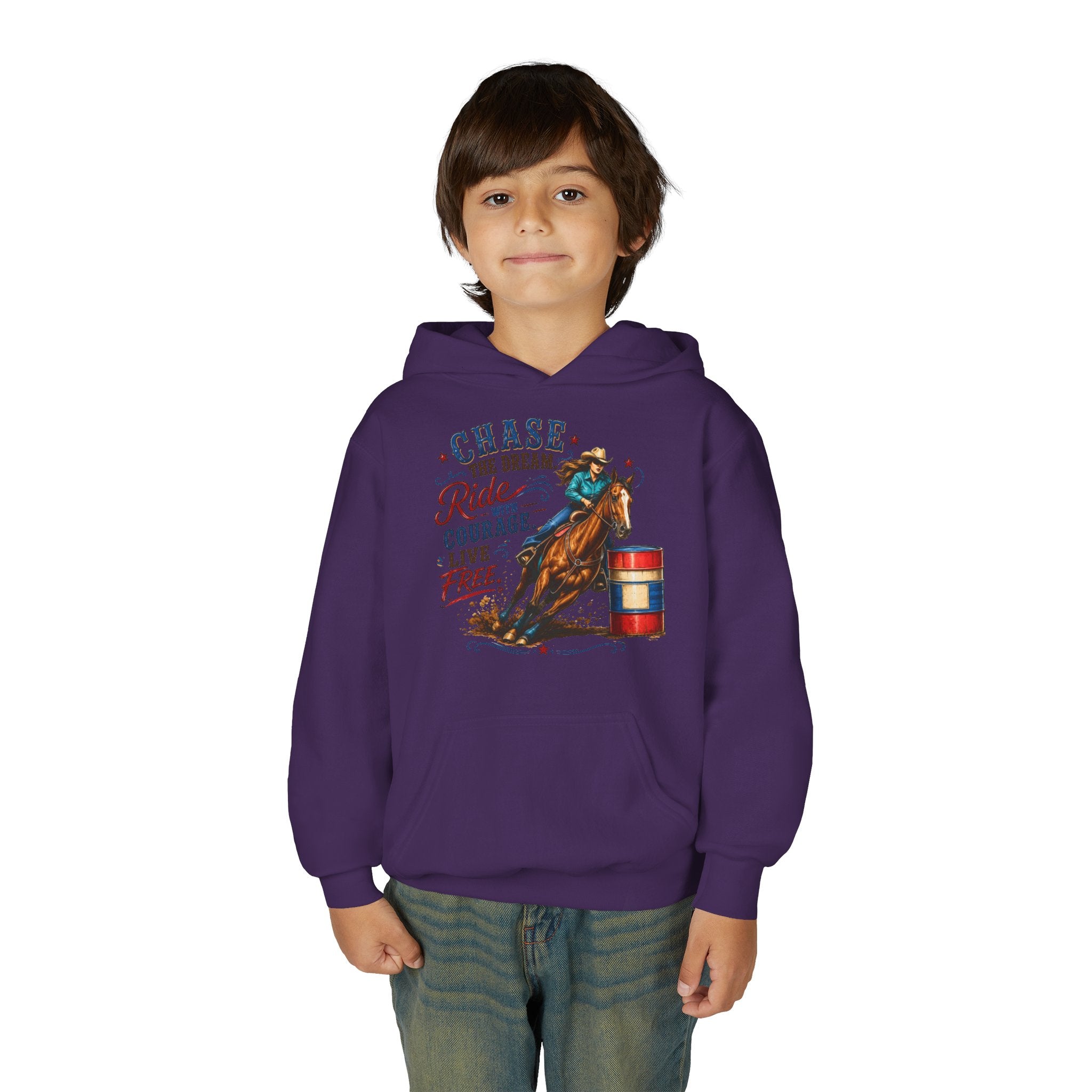 Chase the Dream with Courage Youth Heavy Blend Hooded Sweatshirt