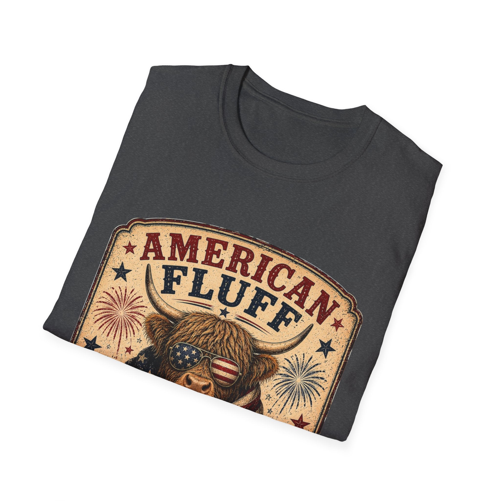 American Fluff Highland Cow Unisex Softstyle T-Shirt