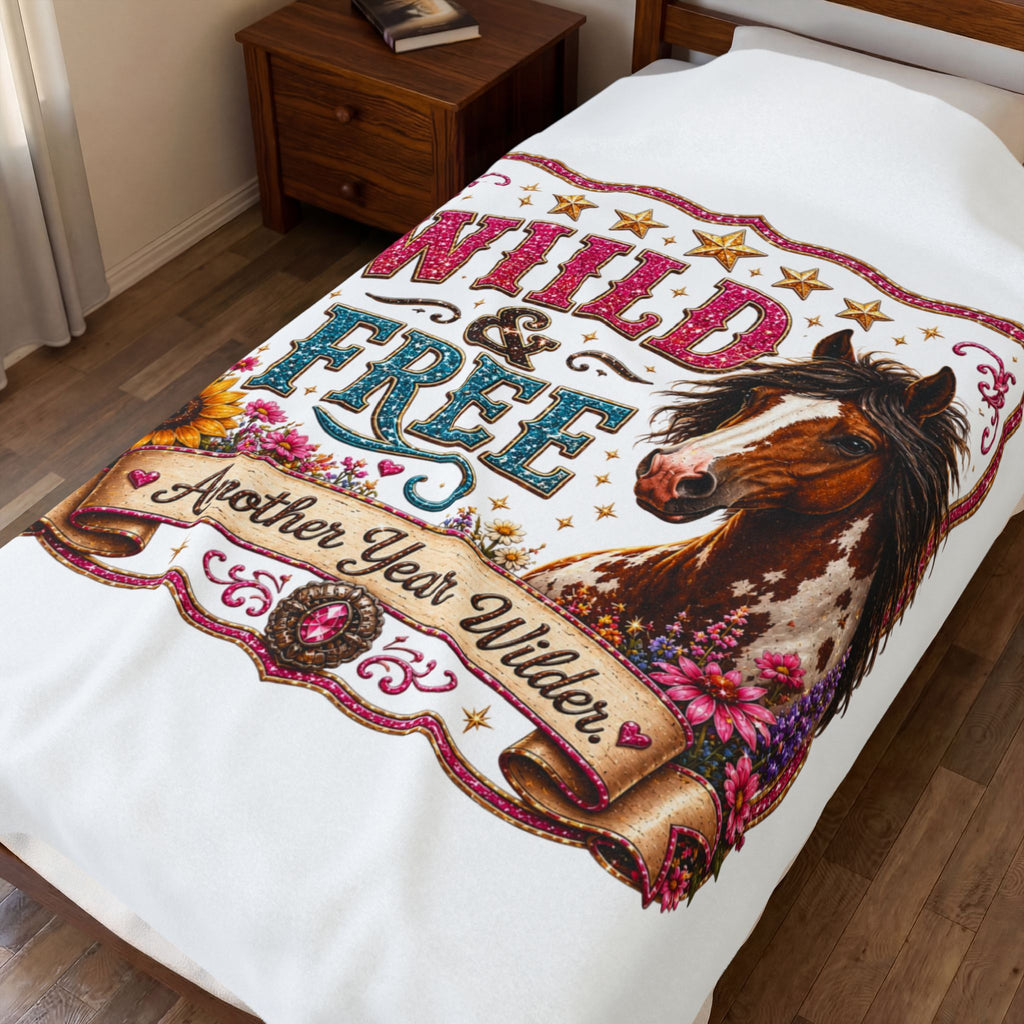 Wild & Free Horse - Velveteen Plush Blanket