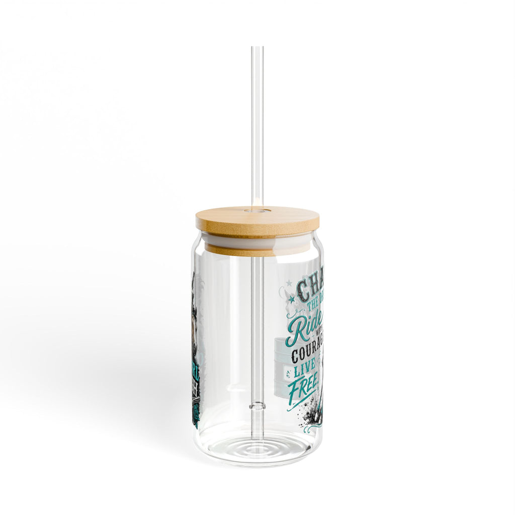 “Chase the Dream, Ride with Courage” Horse Racing Design – 16oz Sipper Glass