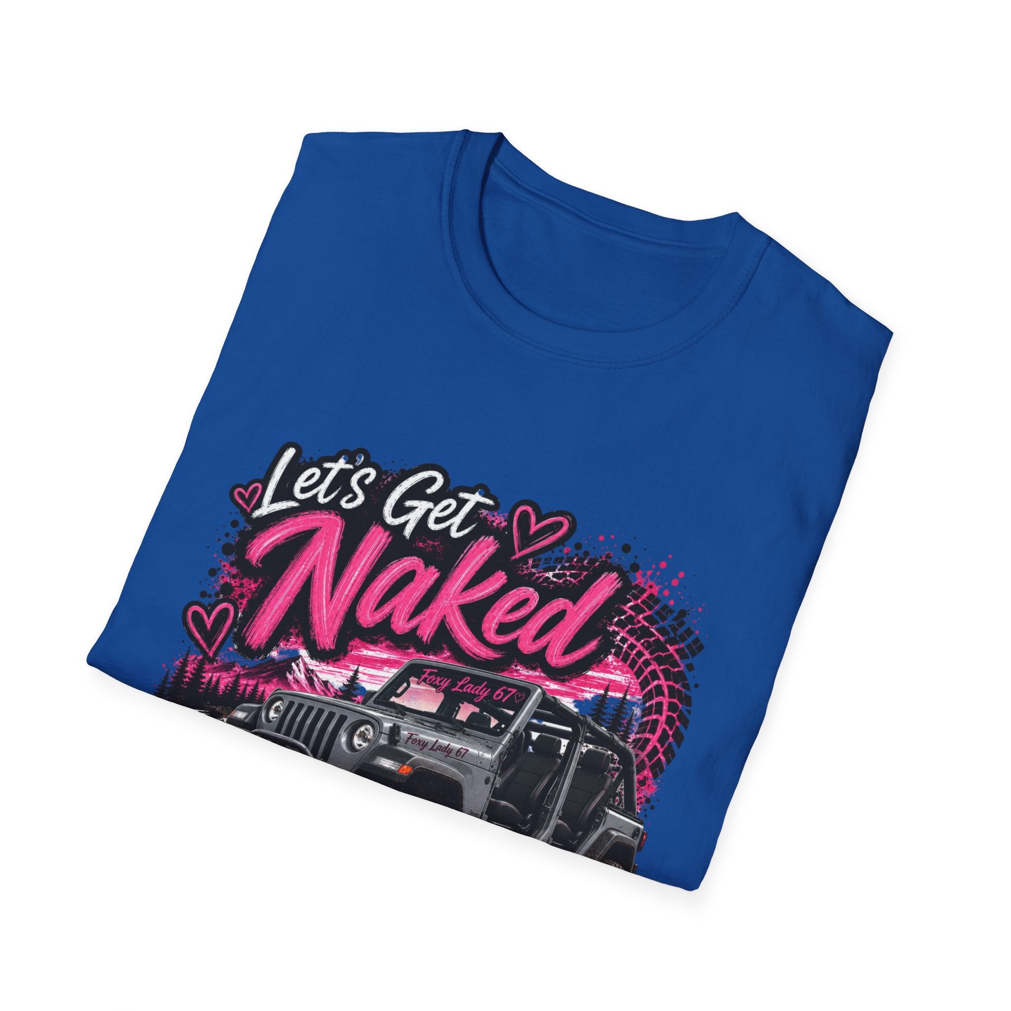 Jeep 'Let's Get Naked' Graphic T-Shirt — (Pink) Funny Off-Roading Top