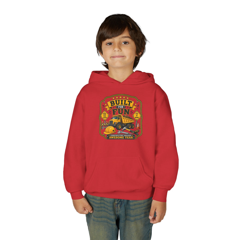 "Built for Fun" Construction Truck Pullover - Youth Hoodie