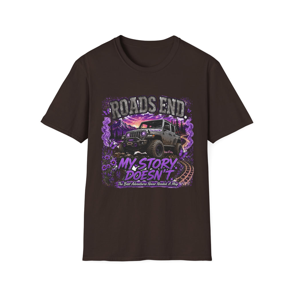 Roads End Jeep (Purple) Unisex Softstyle T-Shirt