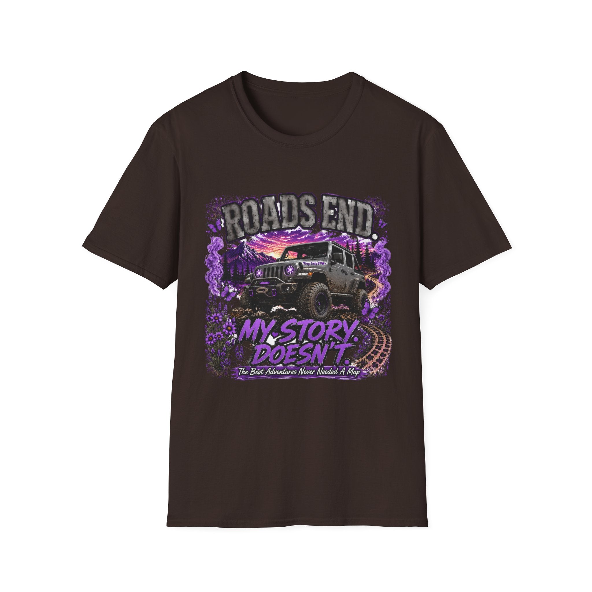 Roads End Jeep (Purple) Unisex Softstyle T-Shirt