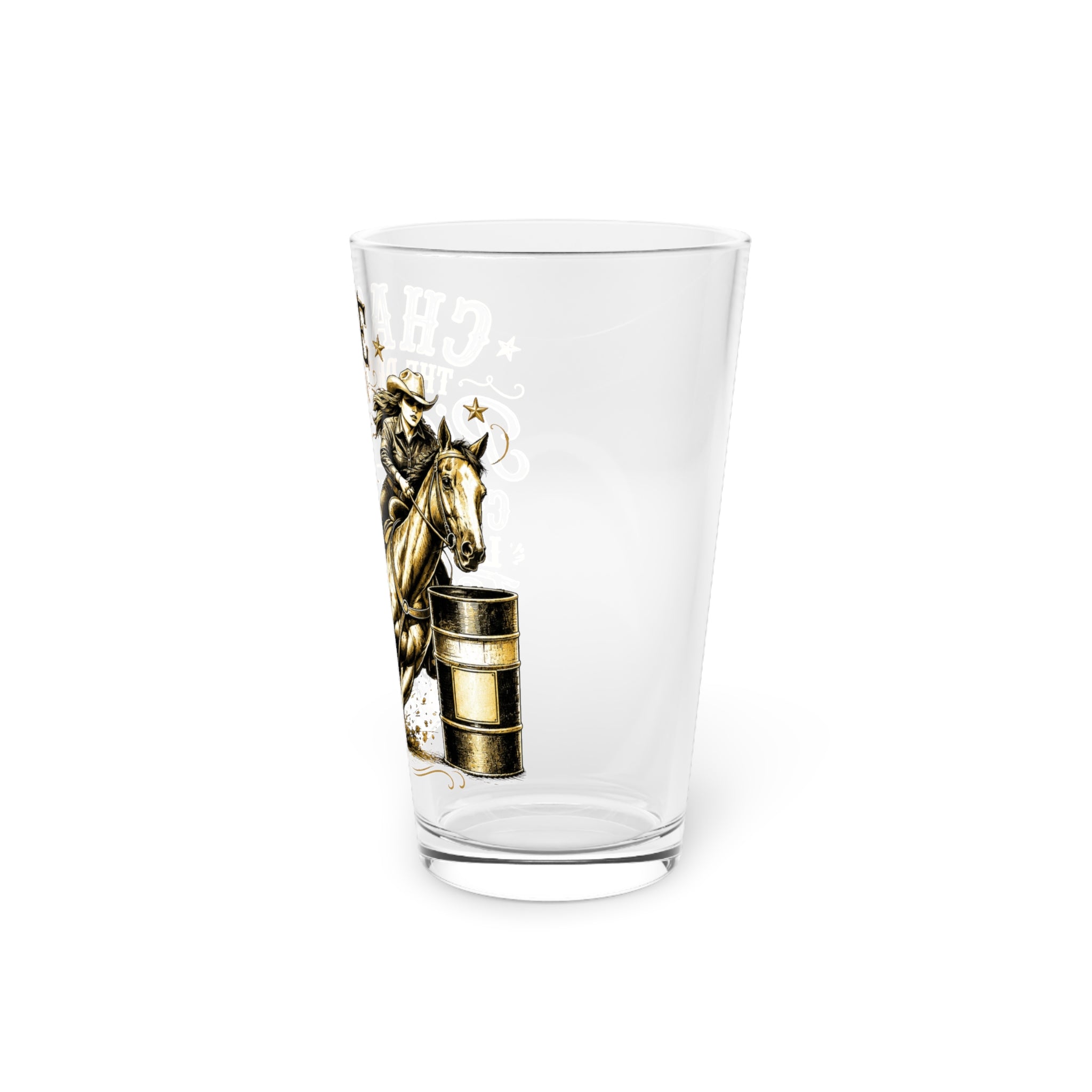 Chase the Dream Horse Gold Pint Glass, 16oz