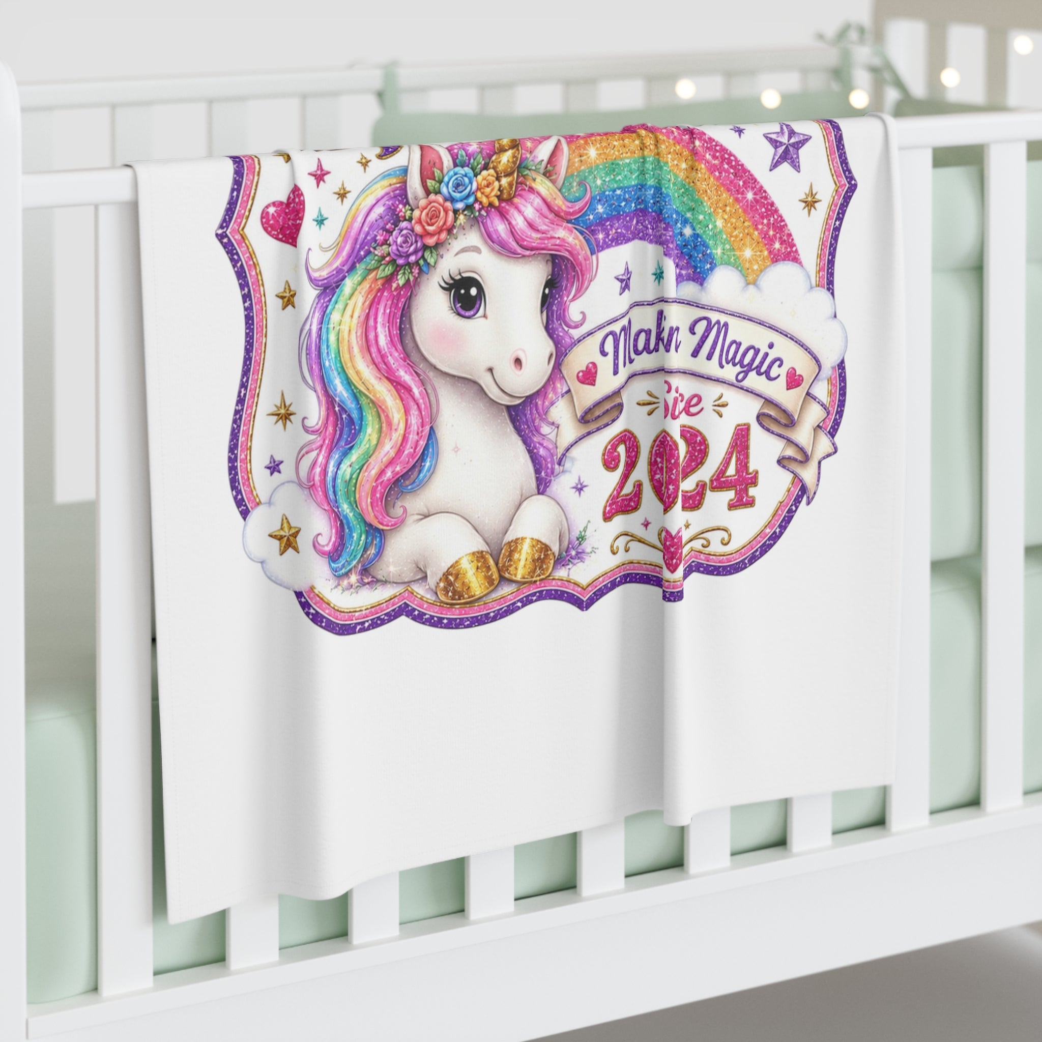 Born to Sparkle Unicorn Baby Swaddle Blanket — Making Magic Since 2024