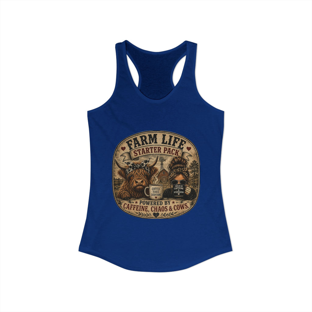 Farm Life Highland Cow Women's Ideal Racerback Tank