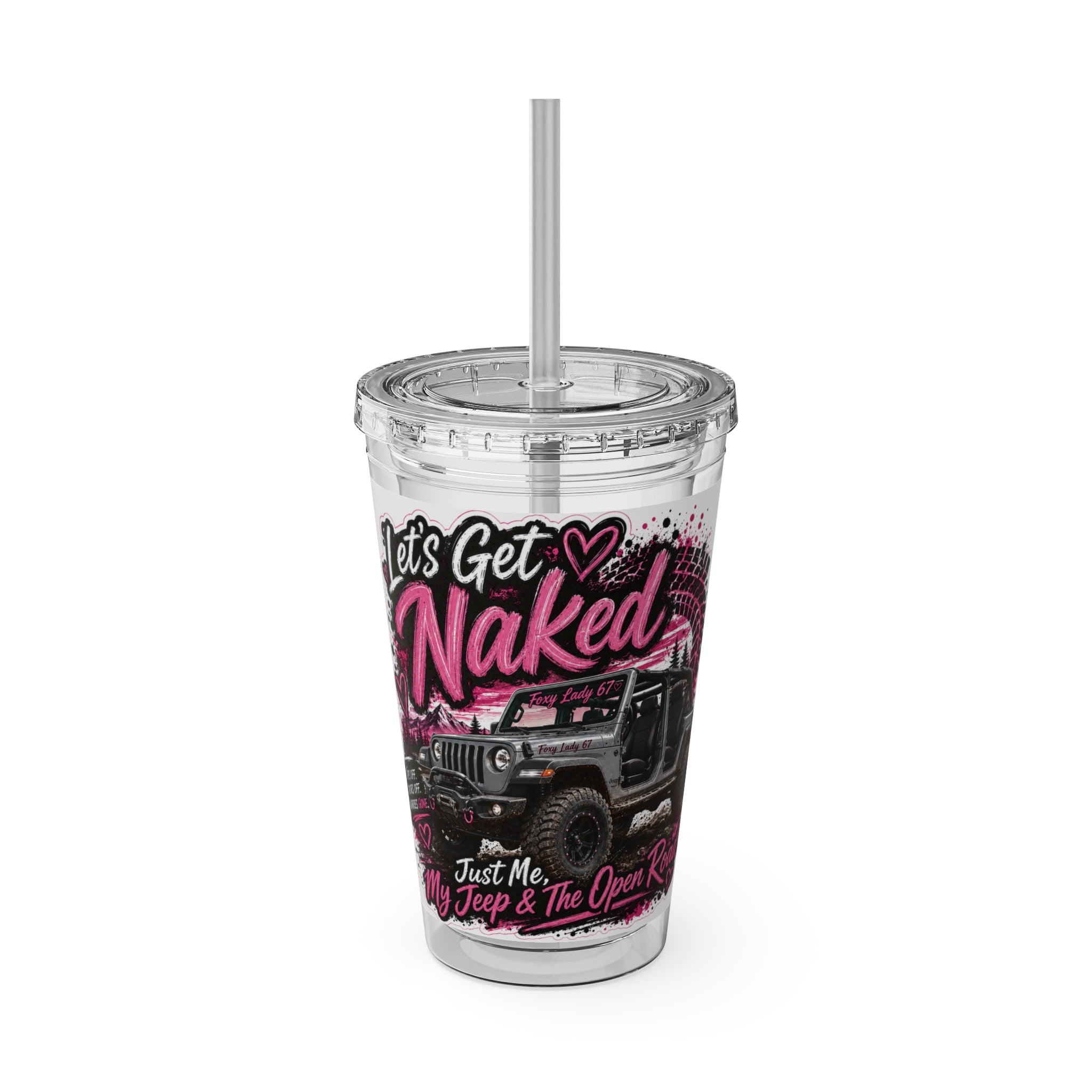 “Let’s Get Naked” Jeep Off‑Road — Straw Cup 16oz Tumbler