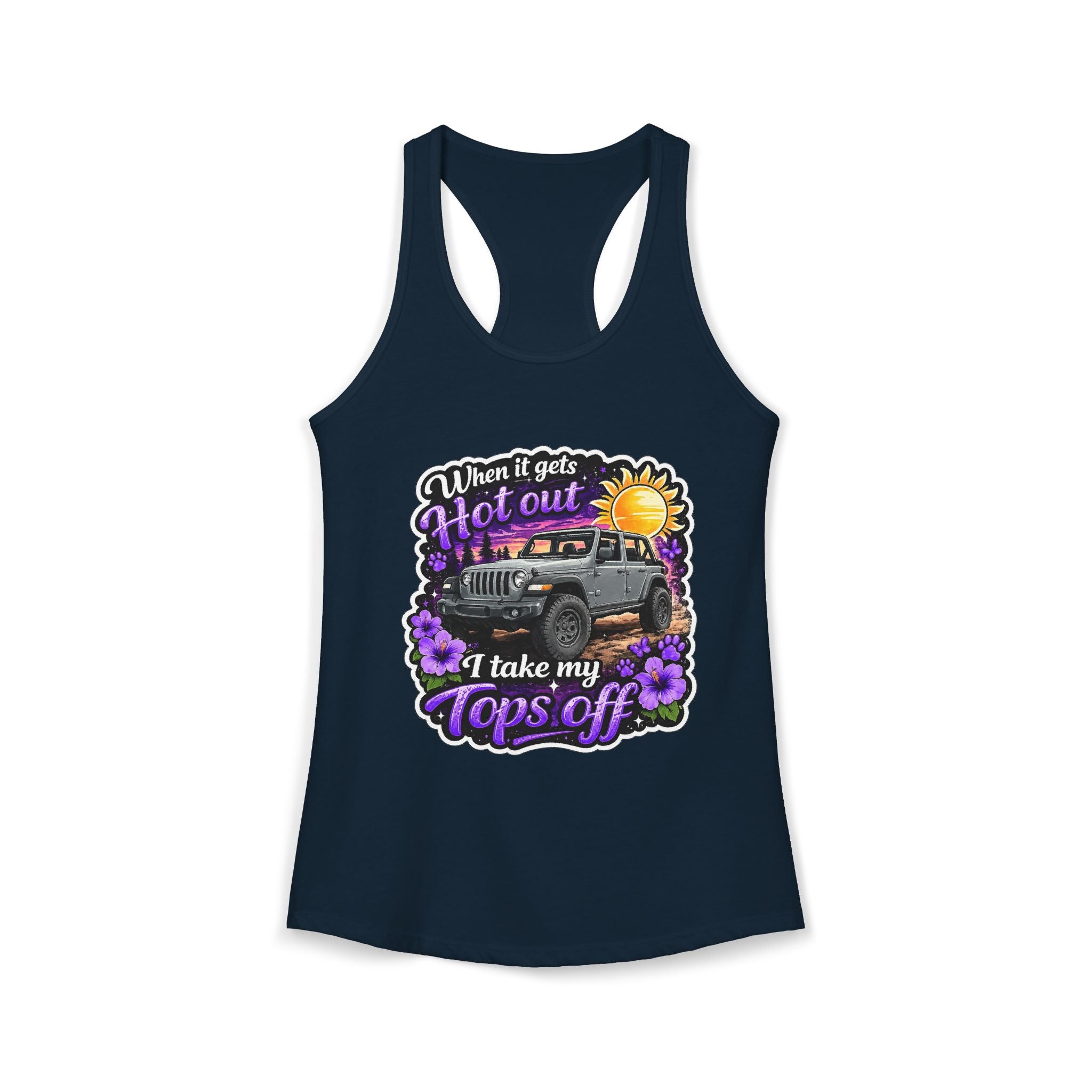 When It Gets Hot I Take My Tops Off (Purple) Women's Ideal Racerback Tank