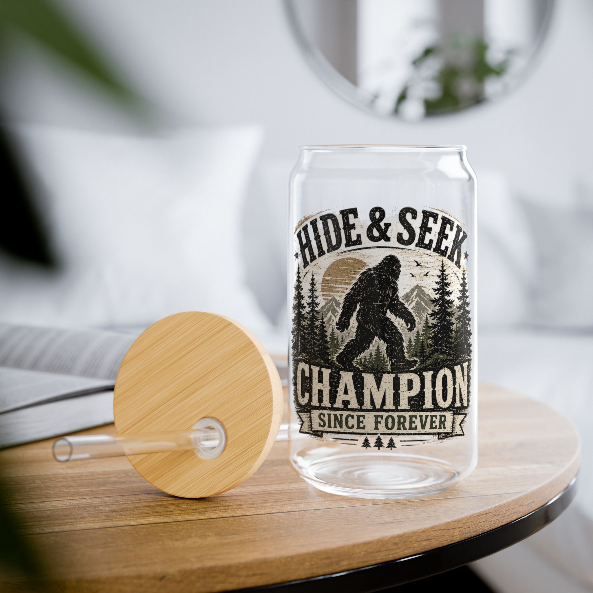 Hide & Seek Champion Since Forever Bigfoot Glass Straw Cup, 16oz